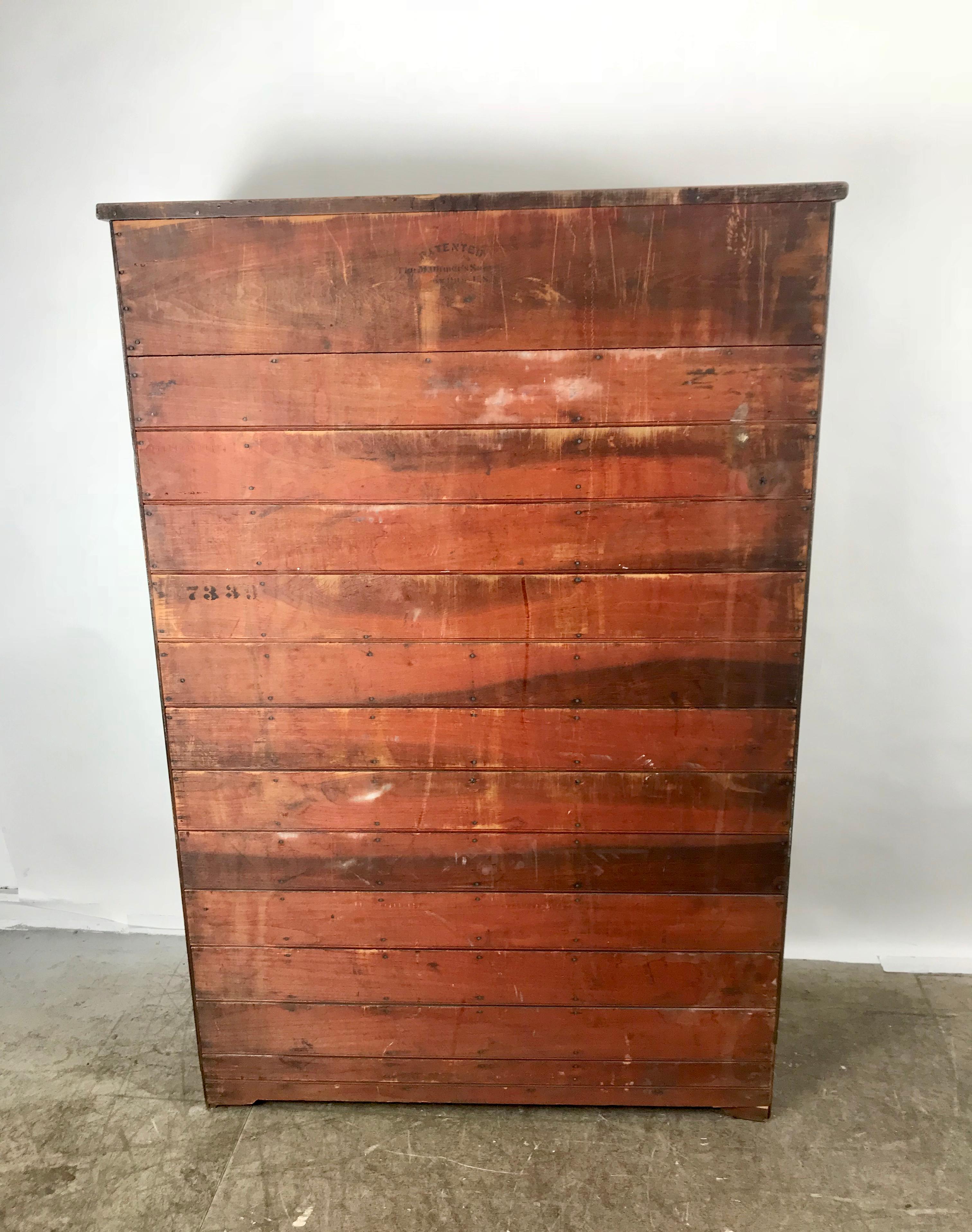 Multi-Drawer Antique Quarter Sawn Oak Document Cabinet by M.Onmers Sons Co.   In Good Condition In Buffalo, NY