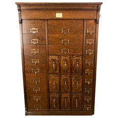 Multi-Drawer Antique Quarter Sawn Oak Document Cabinet by M.Onmers Sons Co.  