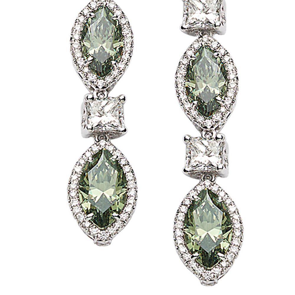 Contemporary Multi-Drop Earring with 7.64 Carat Demantoid Garnet and Diamonds For Sale