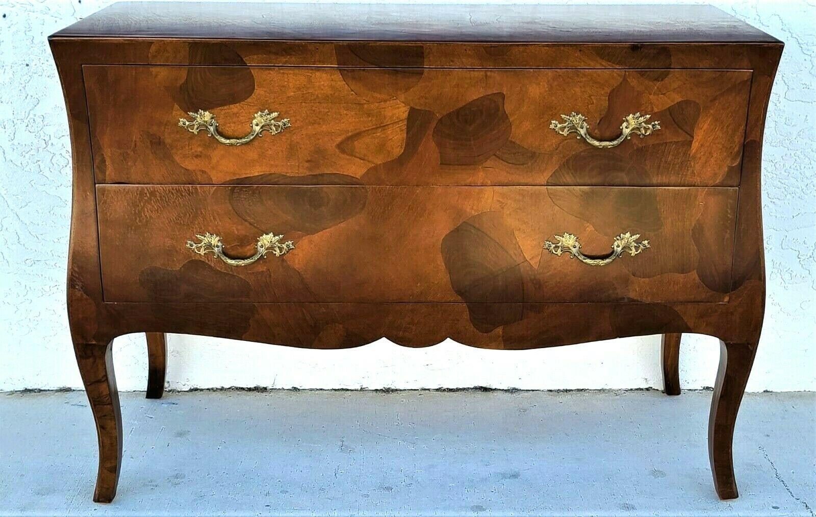 Offering One Of Our Recent Palm Beach Estate Fine Furniture Acquisitions Of A Vintage Multi Exotic Wood Credenza Buffet Dresser 2 Drawer

Approximate Measurements in Inches
31.75