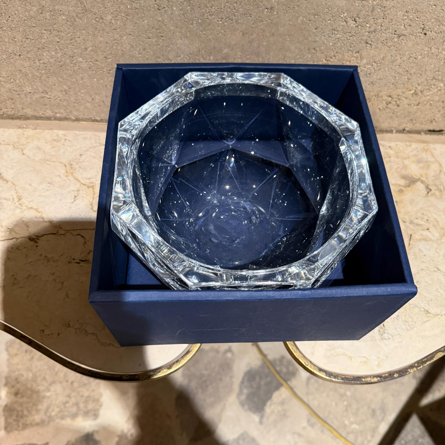 Post-Modern Multi Facet  Crystal Bowl by Mikasa  Platinum Octagon Shape For Sale