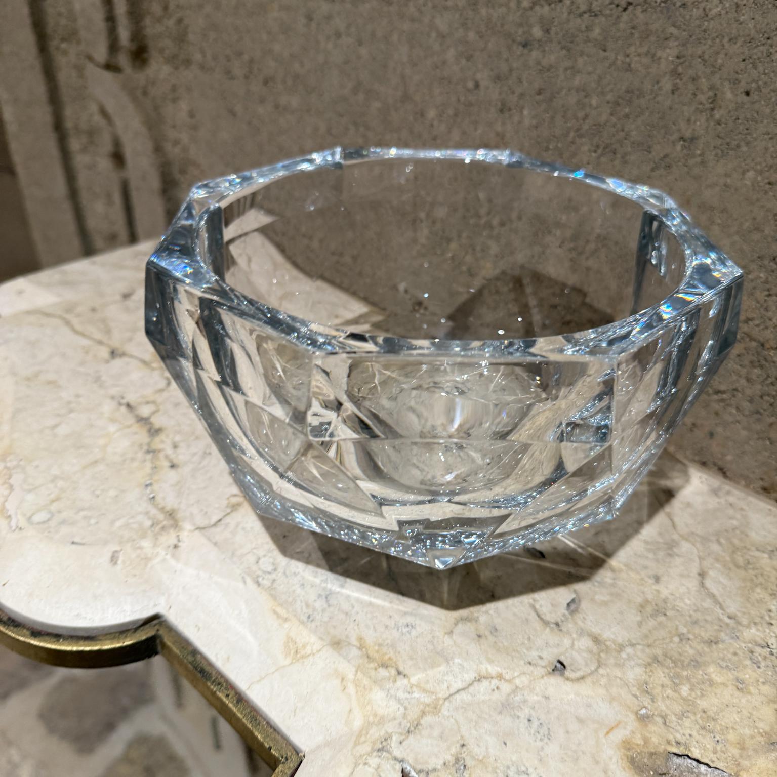 Multi Facet  Crystal Bowl by Mikasa  Platinum Octagon Shape In Excellent Condition For Sale In Chula Vista, CA