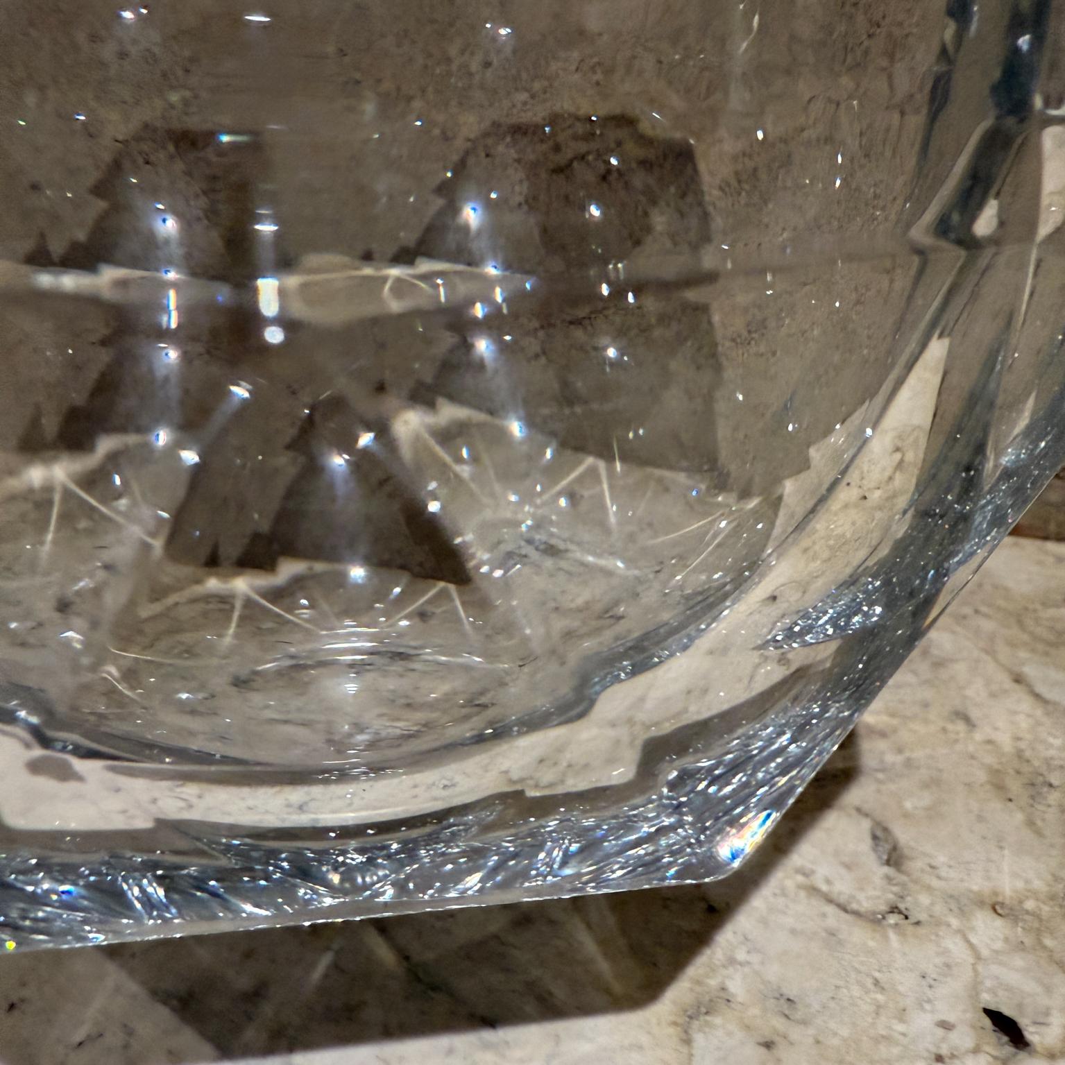 Contemporary Multi Facet  Crystal Bowl by Mikasa  Platinum Octagon Shape For Sale