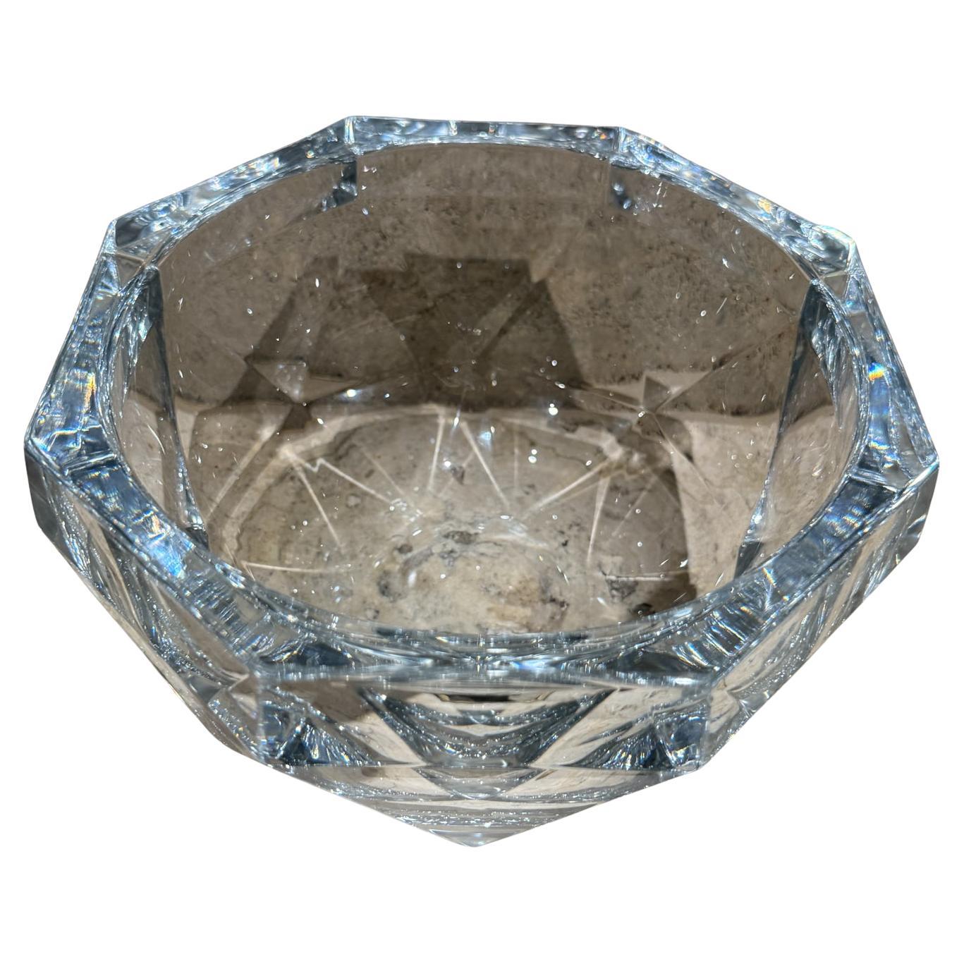 Multi Facet  Crystal Bowl by Mikasa  Platinum Octagon Shape For Sale