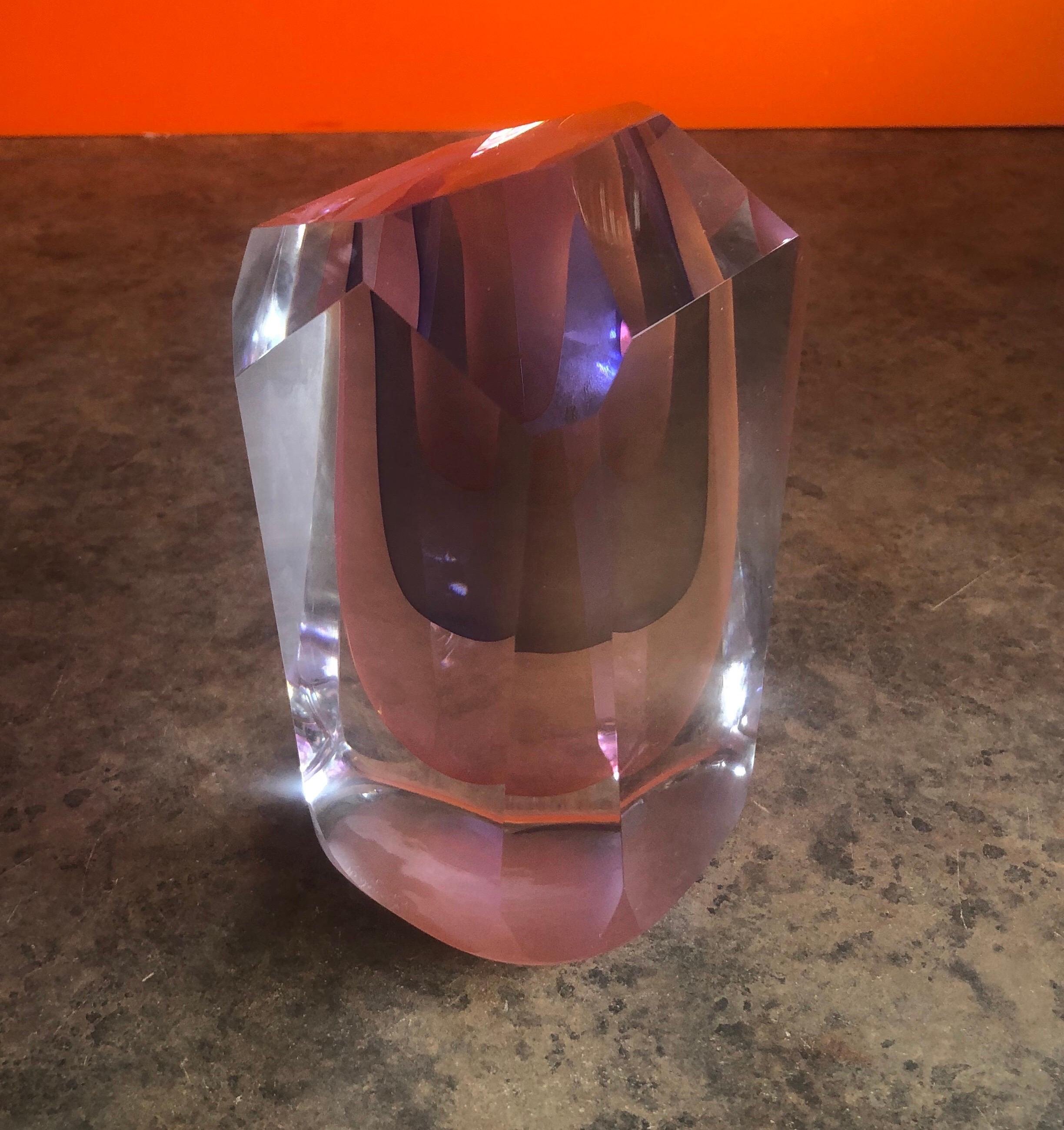 Facettierte Kunstglas-Skulptur/Briefbeschwerer von Ed Nesteruk im Angebot 3