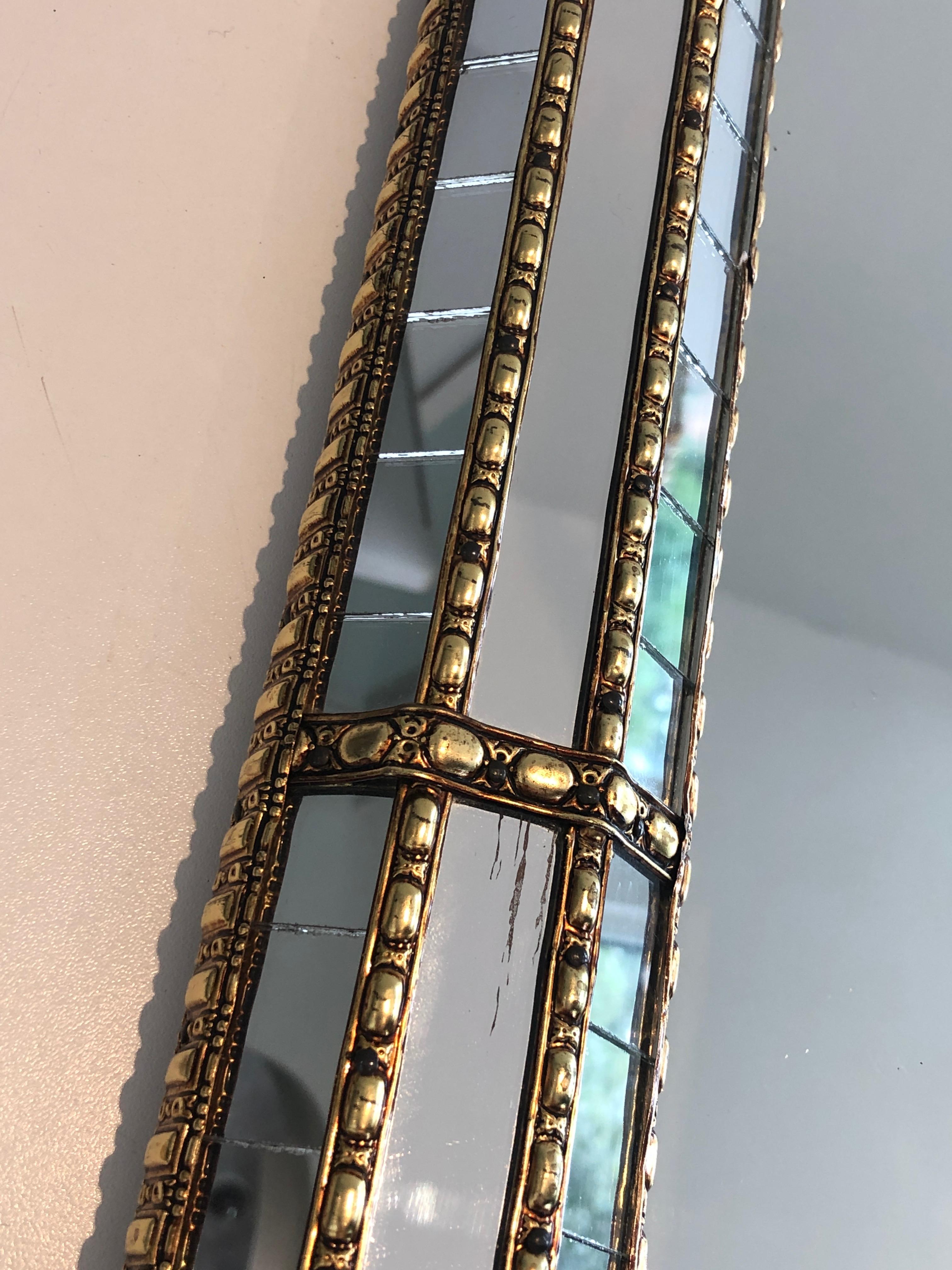 Multi-Facets Mirror with Brass Garlands, French, circa 1970 For Sale 8