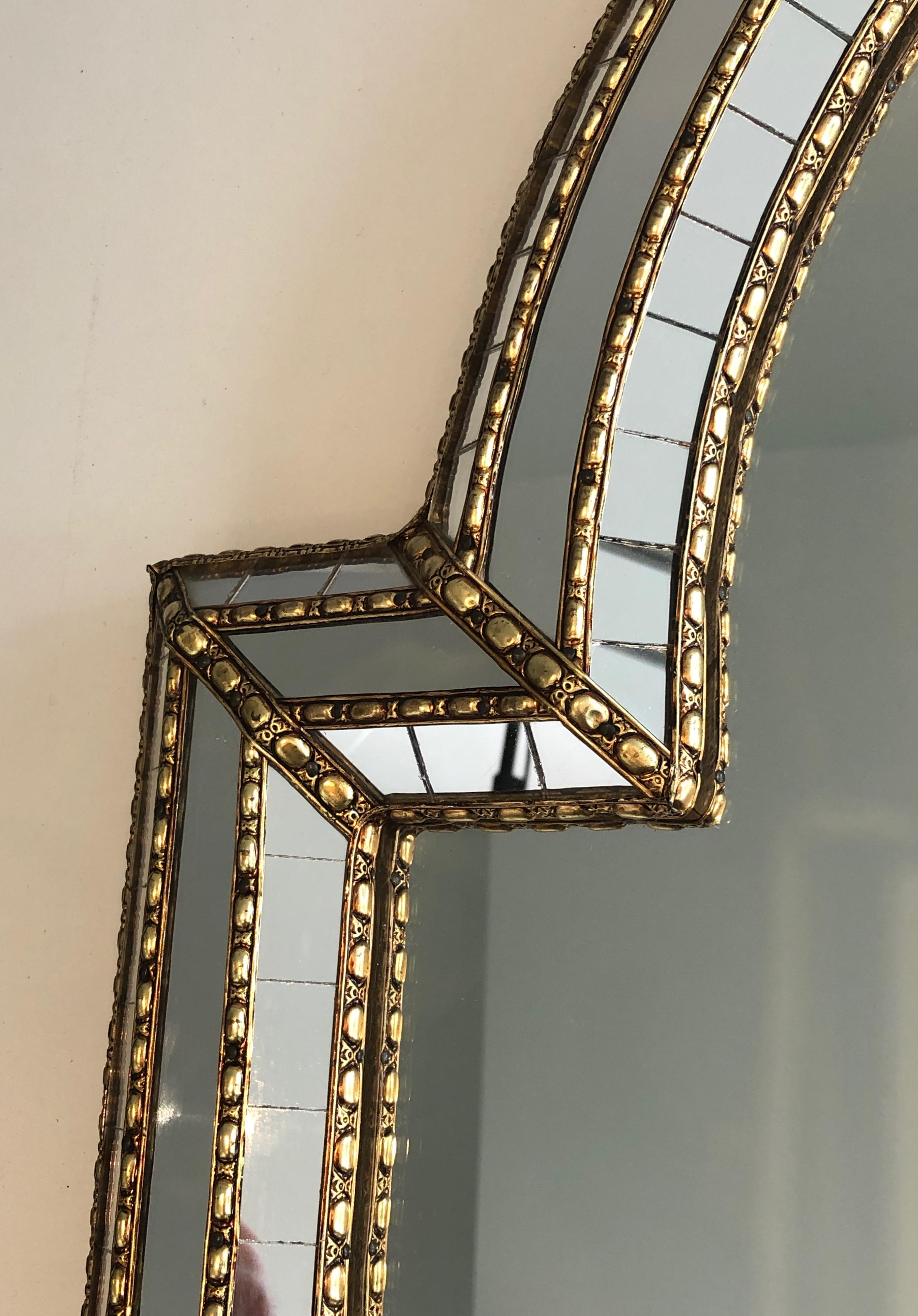 Multi-Facets Mirror with Brass Garlands, French, circa 1970 For Sale 9