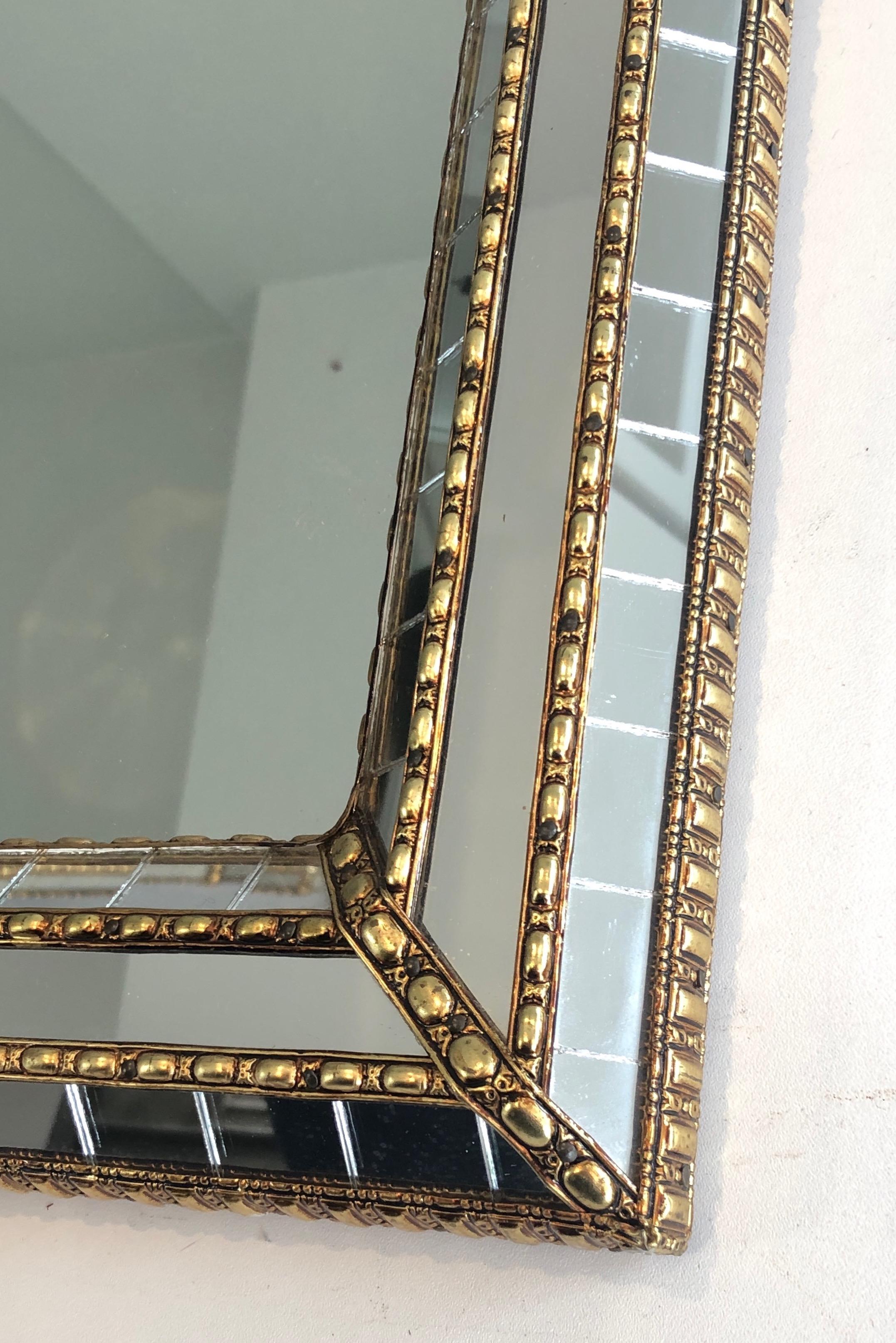Multi-Facets Mirror with Brass Garlands, French, circa 1970 For Sale 13