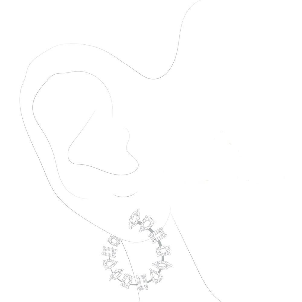 Brilliant Cut Multi Fancy Shape Diamond Hoop Earrings 3.50 Carat in 14 KT White Gold For Sale