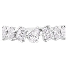Multi Fancy Shape Diamond Ring 0.98 Carat 18 Karat White Gold