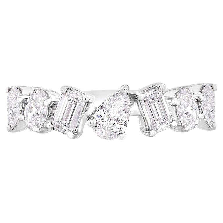 Multi Fancy Shape Diamond Ring 1 Carat 14KT White Gold IGI Certified