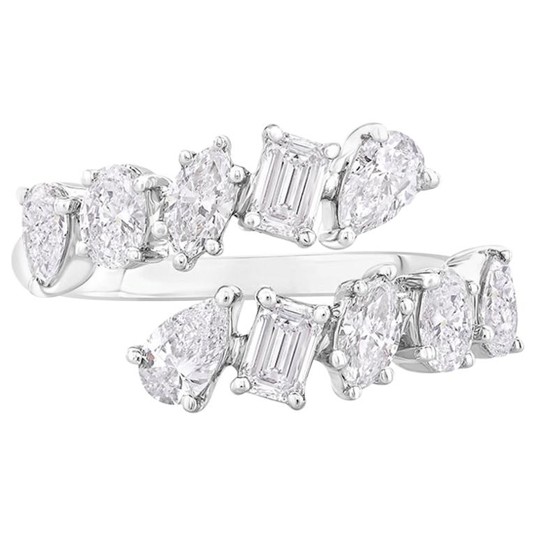 Multi Fancy Shape Diamond Ring 1.55 Carats in 14 KT White Gold