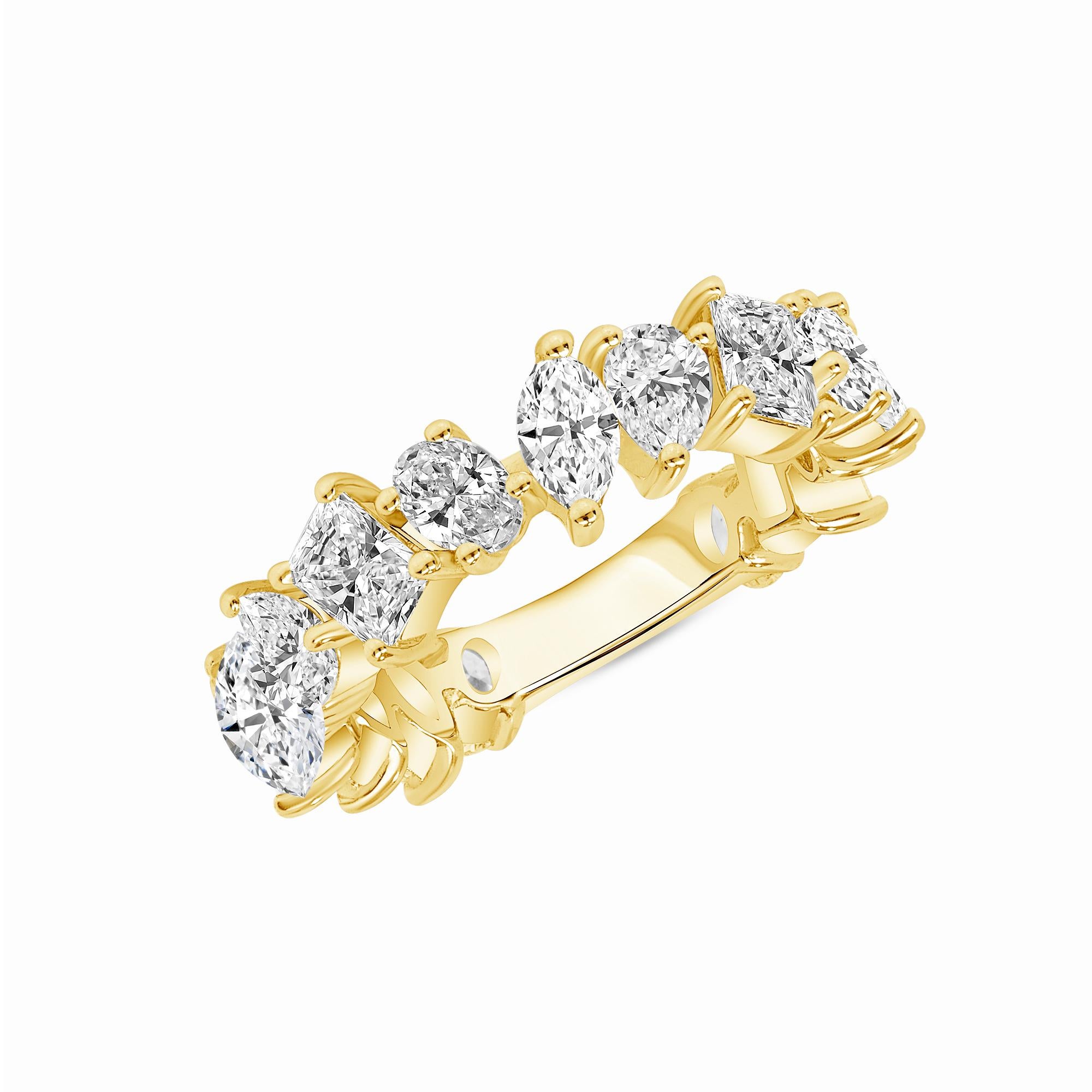 Multi Fancy Shape Natürlicher Diamant 18k Gold Eternity-Ring Multi Shape Diamant  (Moderne) im Angebot