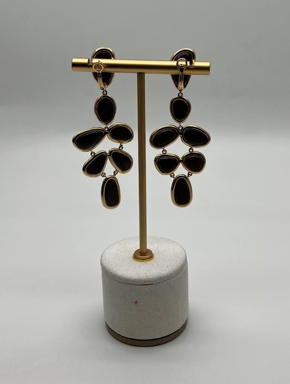 Multi Fancy Shape White Blue Boulder Opals Diamond Halo 18K Gold Drop Earrings For Sale 5