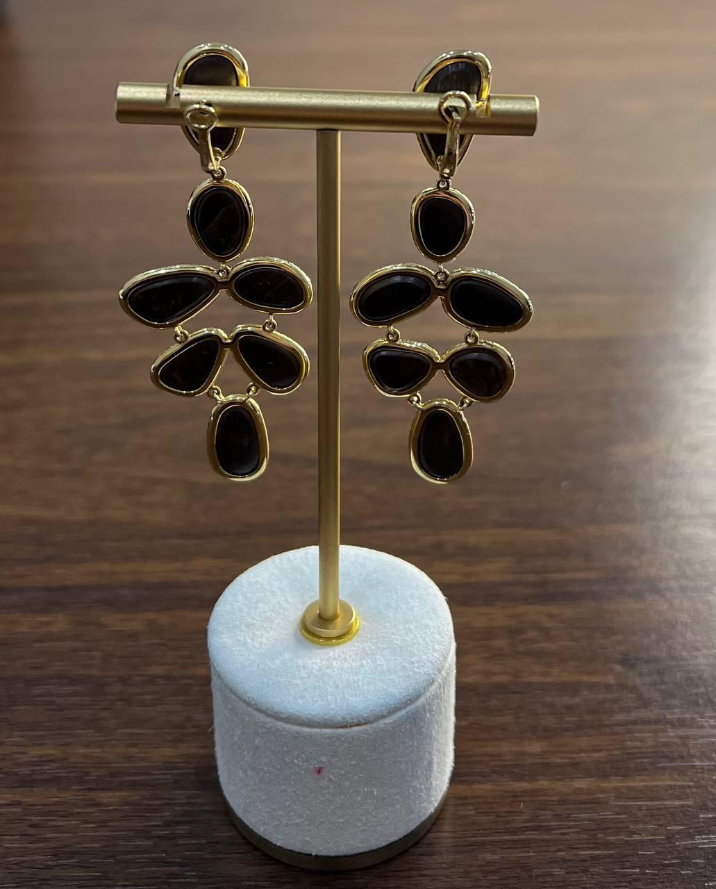 Multi Fancy Shape White Blue Boulder Opals Diamond Halo 18K Gold Drop Earrings In New Condition For Sale In Oakton, VA