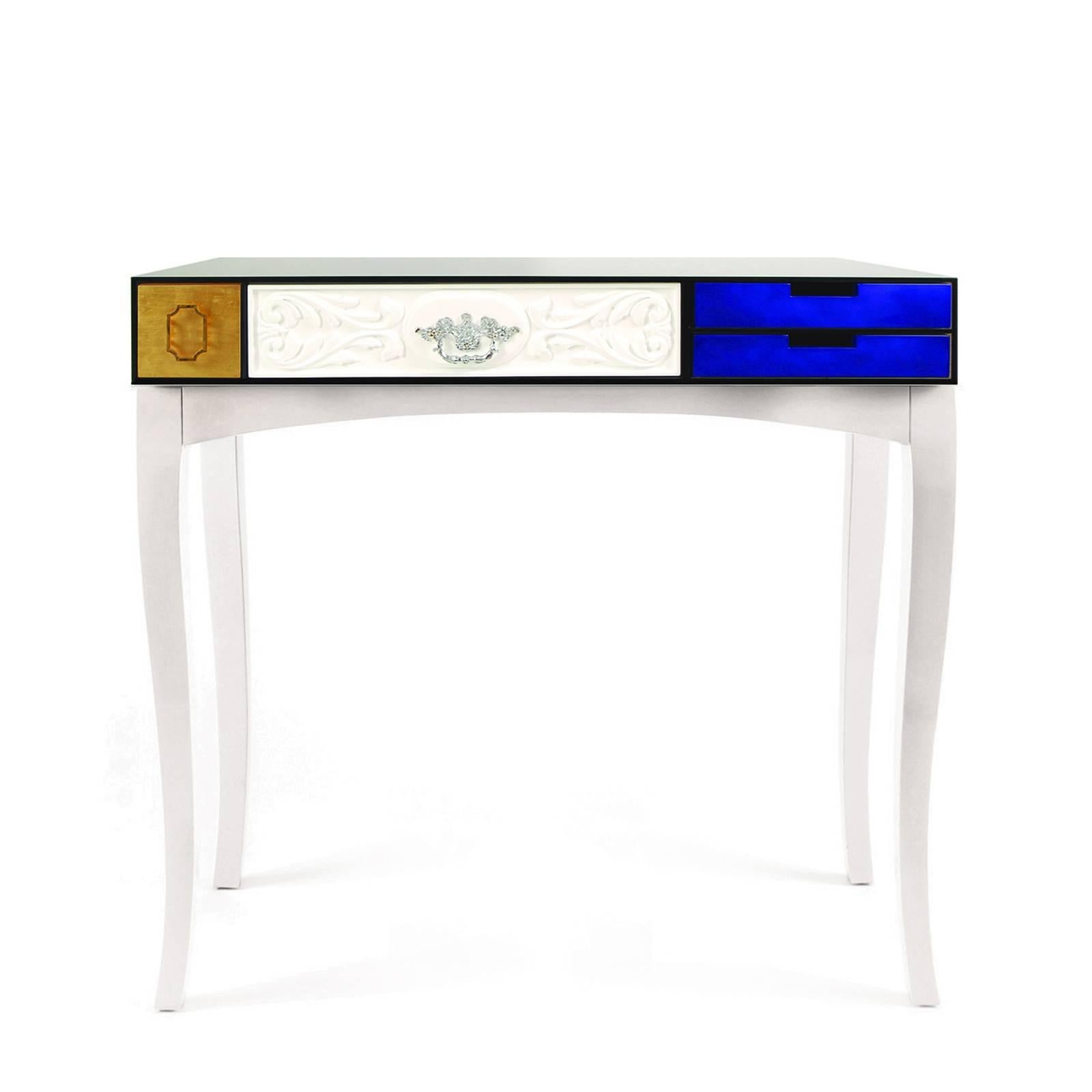 Brass Multi Finishes Console Table For Sale