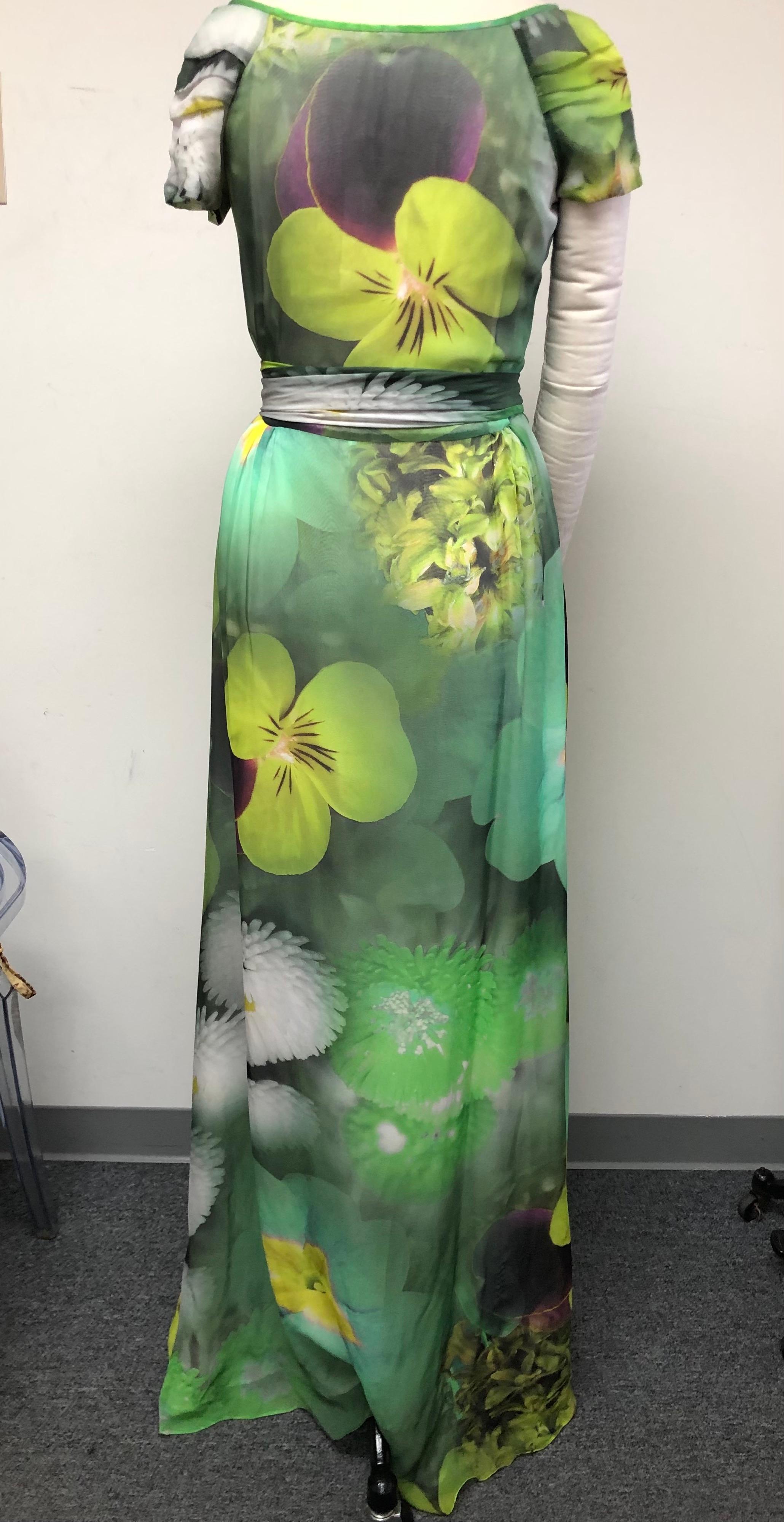 Women's Multi Floral Chiffon Gown For Sale