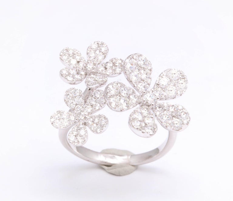 Multi Flower Diamond Ring For Sale at 1stDibs flower diamond rings