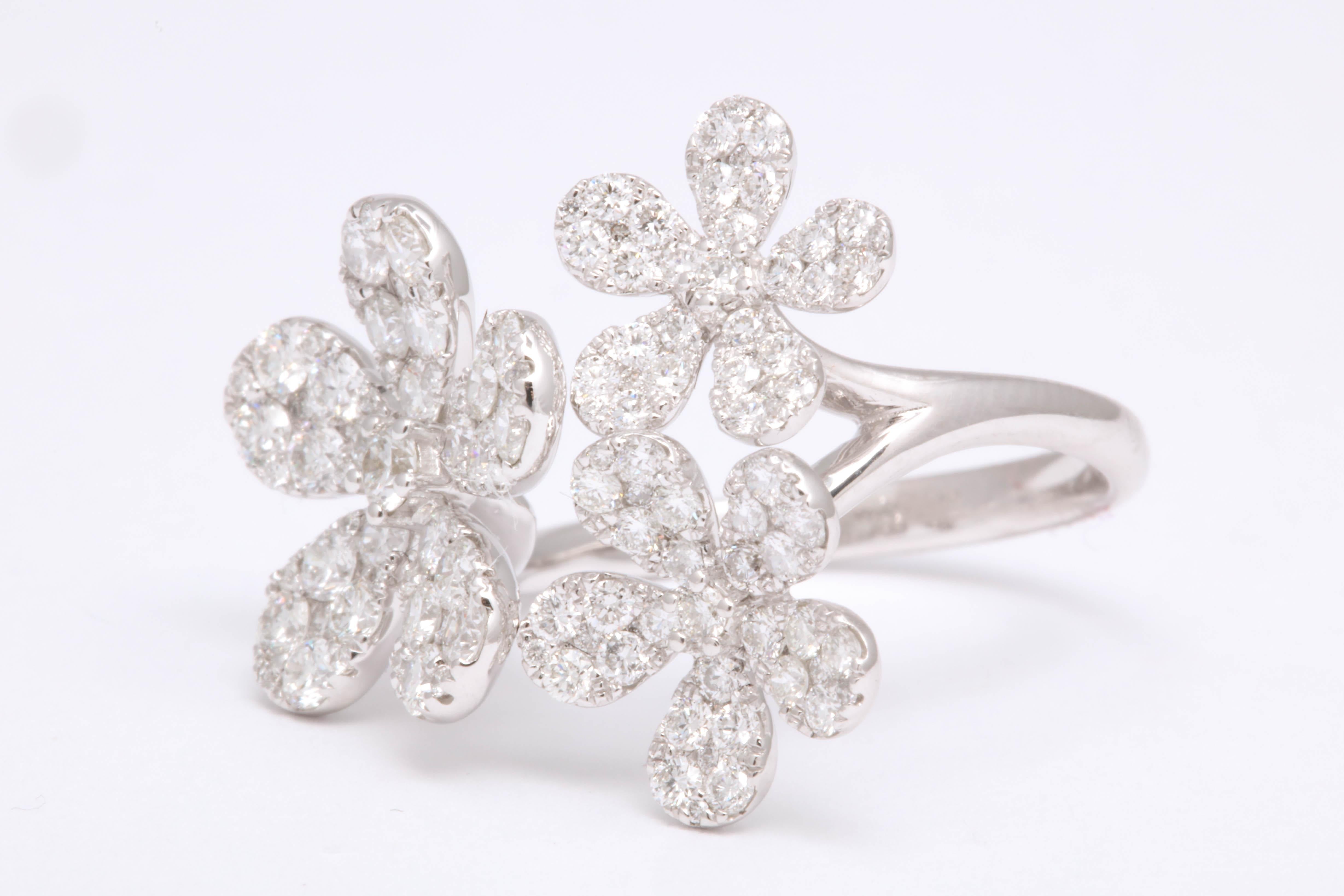 Mehrblumen-Diamantring Damen im Angebot
