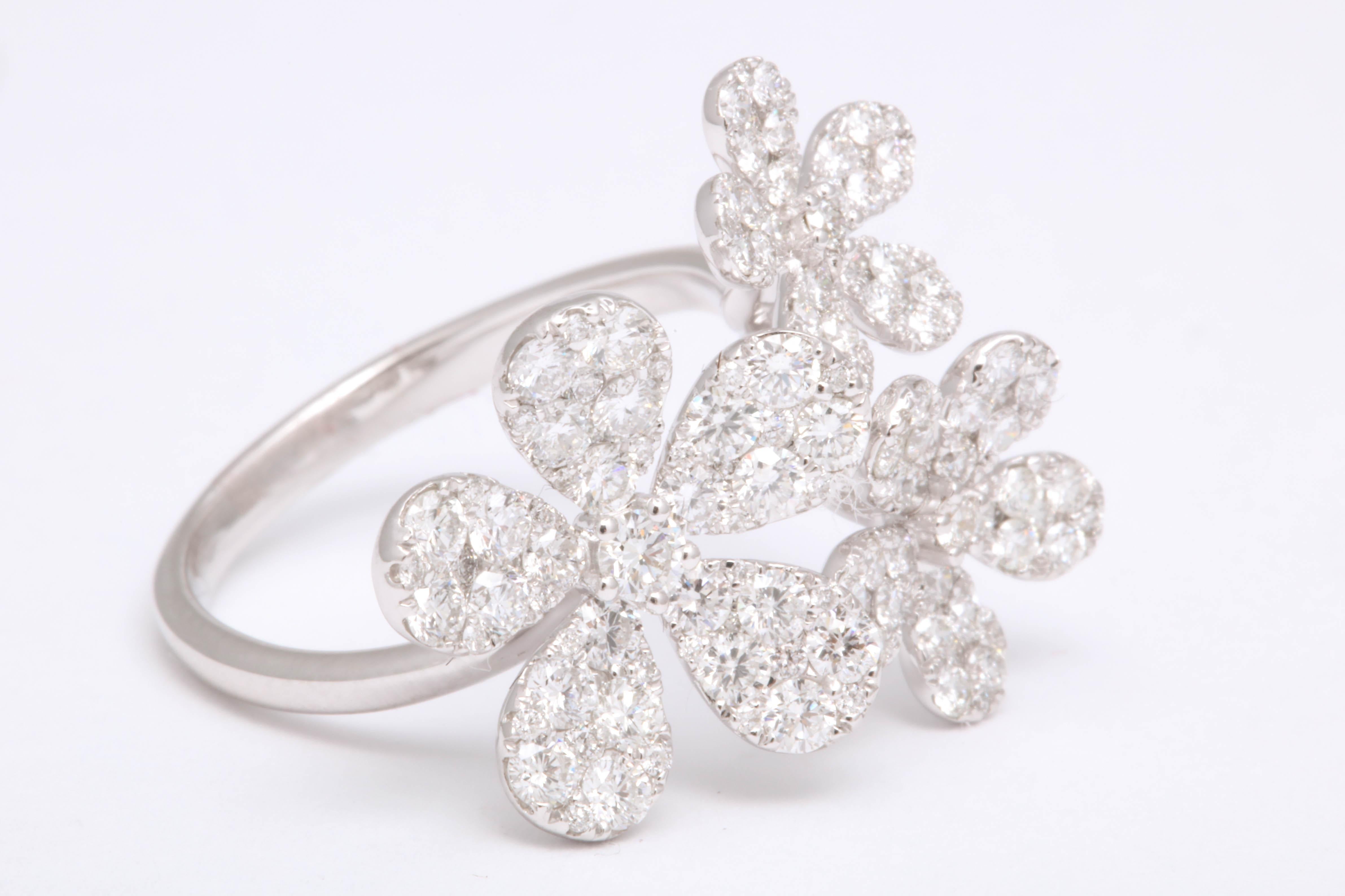 Round Cut Multi Flower Diamond Ring