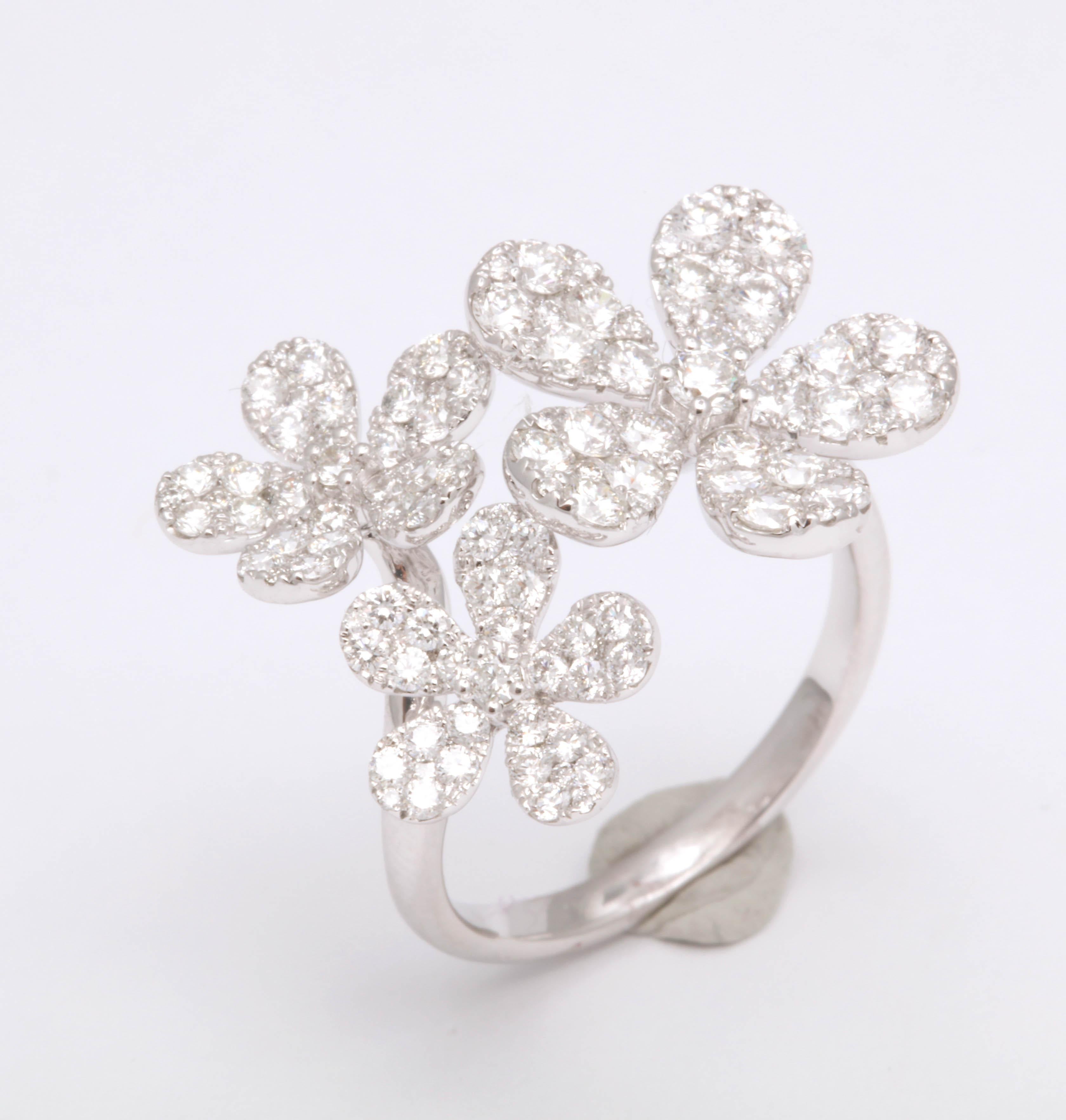 Women's Multi Flower Diamond Ring