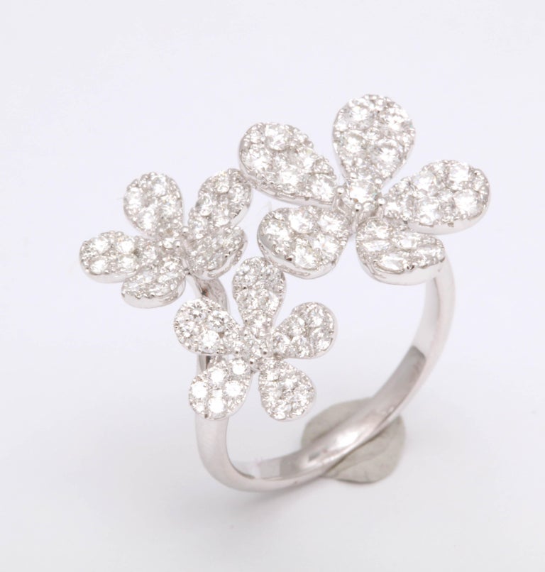 Multi Flower Diamond Ring For Sale at 1stDibs flower diamond rings