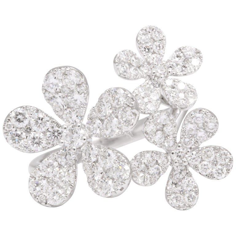 Multi Flower Diamond Ring For Sale at 1stDibs | flower diamond rings