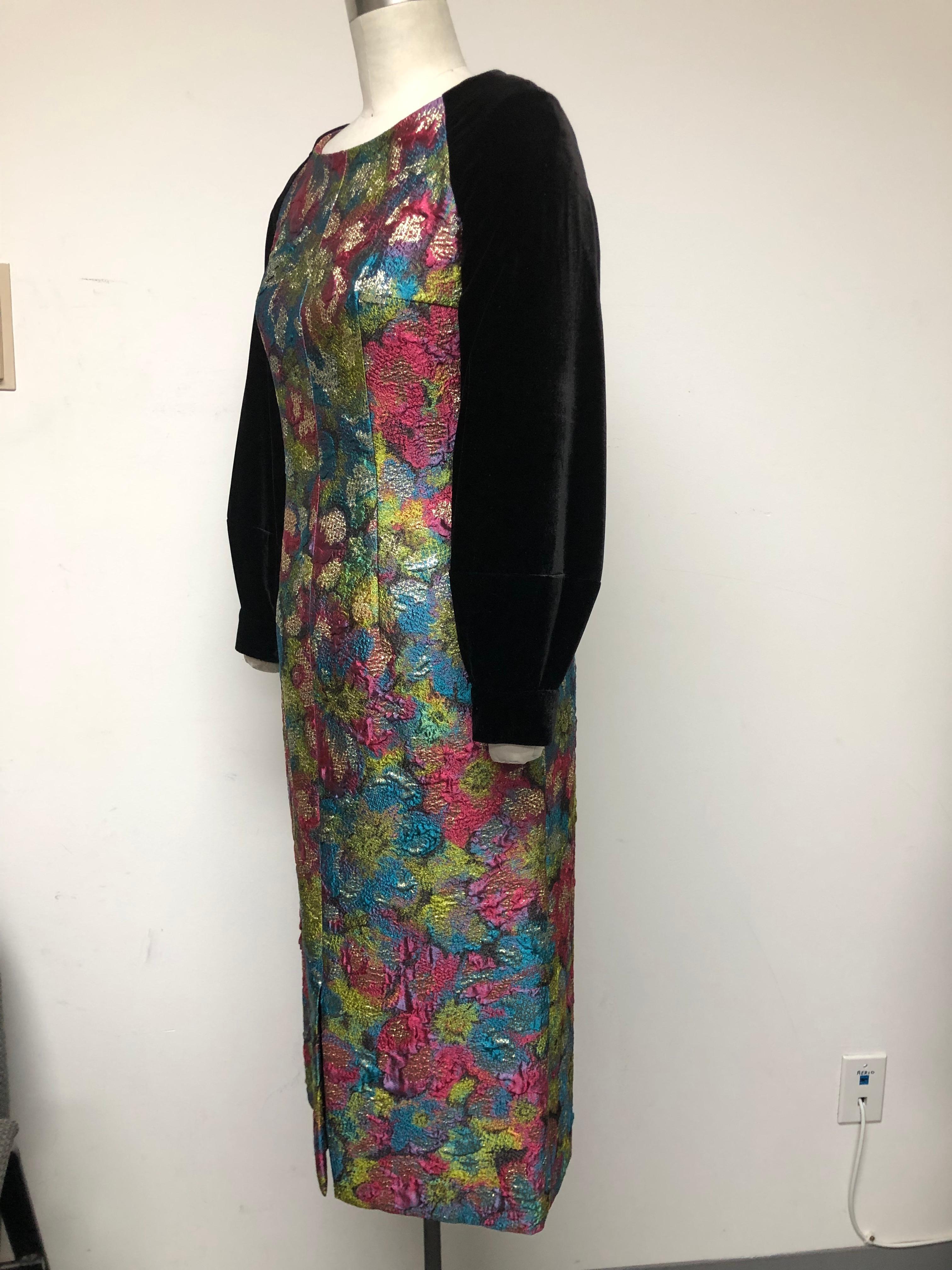 De las mujeres Vestido Slim Multi Brocado Francés con Manga Completa de Terciopelo en venta