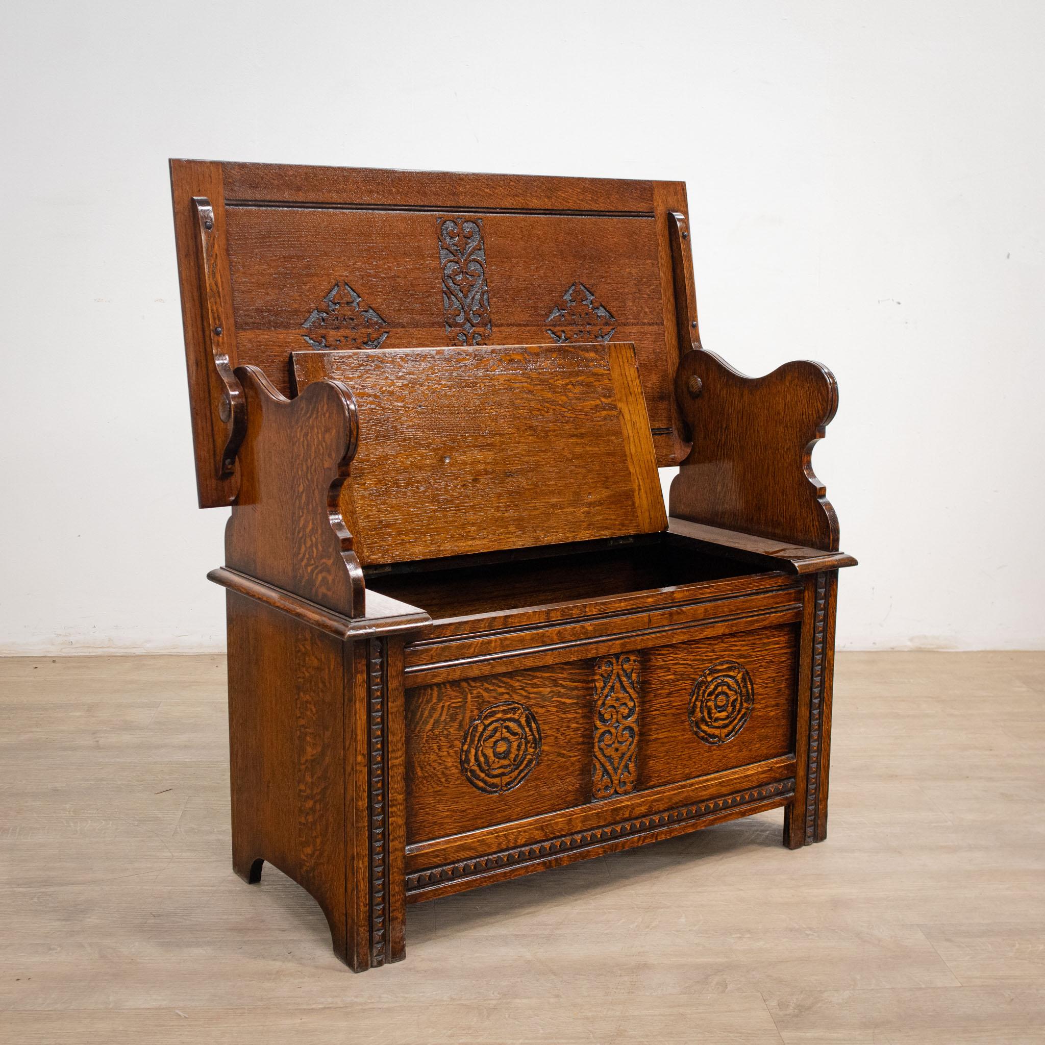 antique monks bench with storage