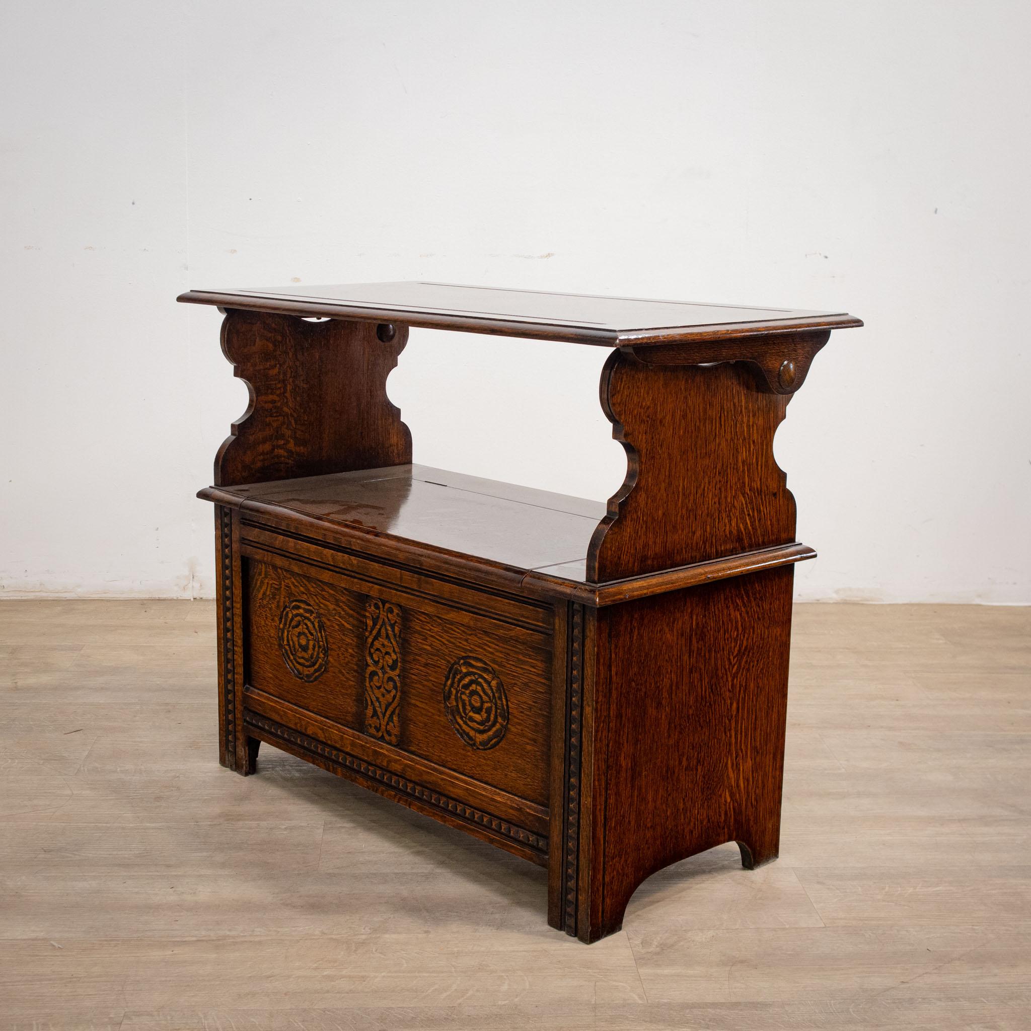 Arts and Crafts Multi-Functional Oak Monks Bench For Sale