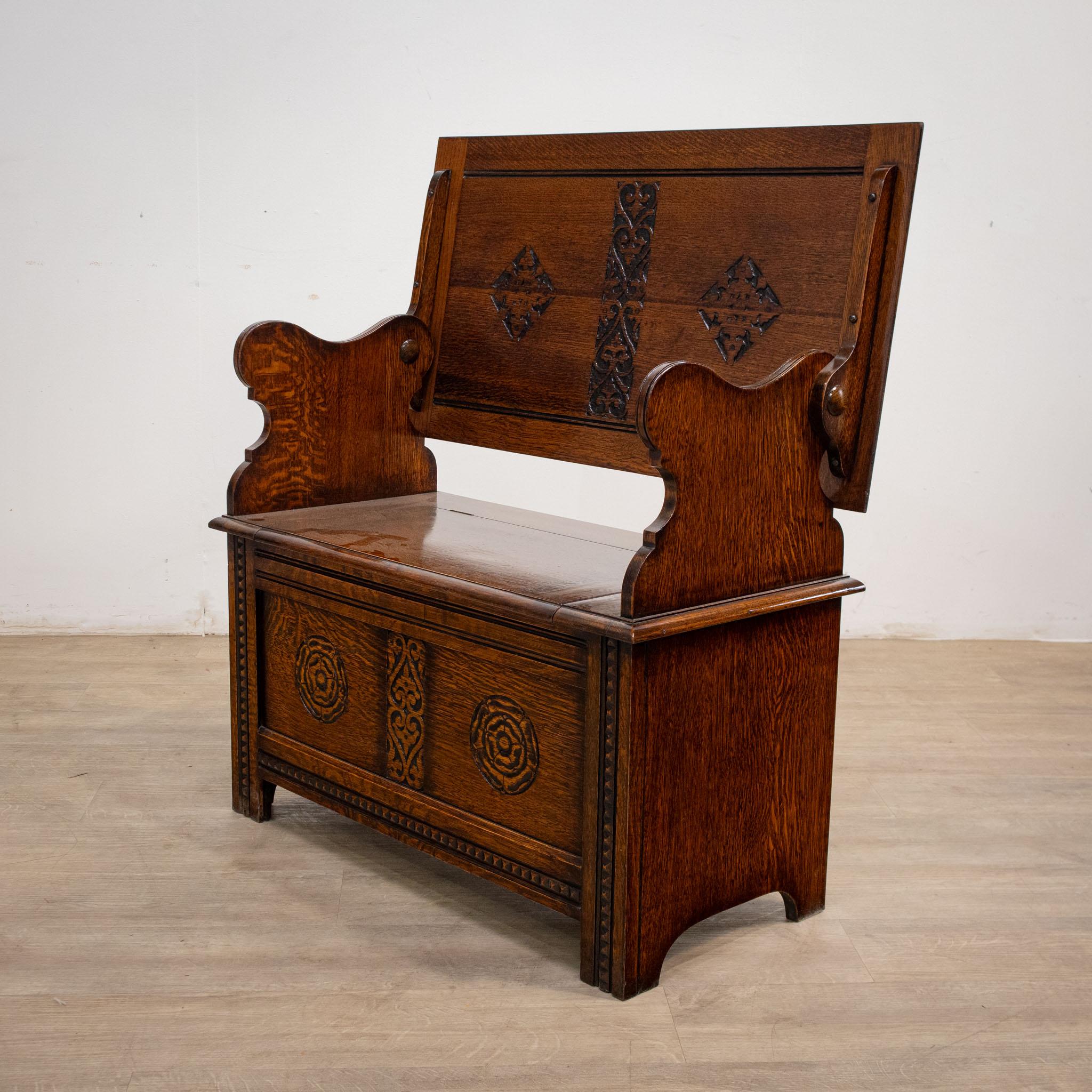 English Multi-Functional Oak Monks Bench For Sale