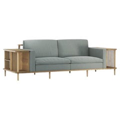 Multi-Functional Sofa with Oak Frame and Built-In Storage