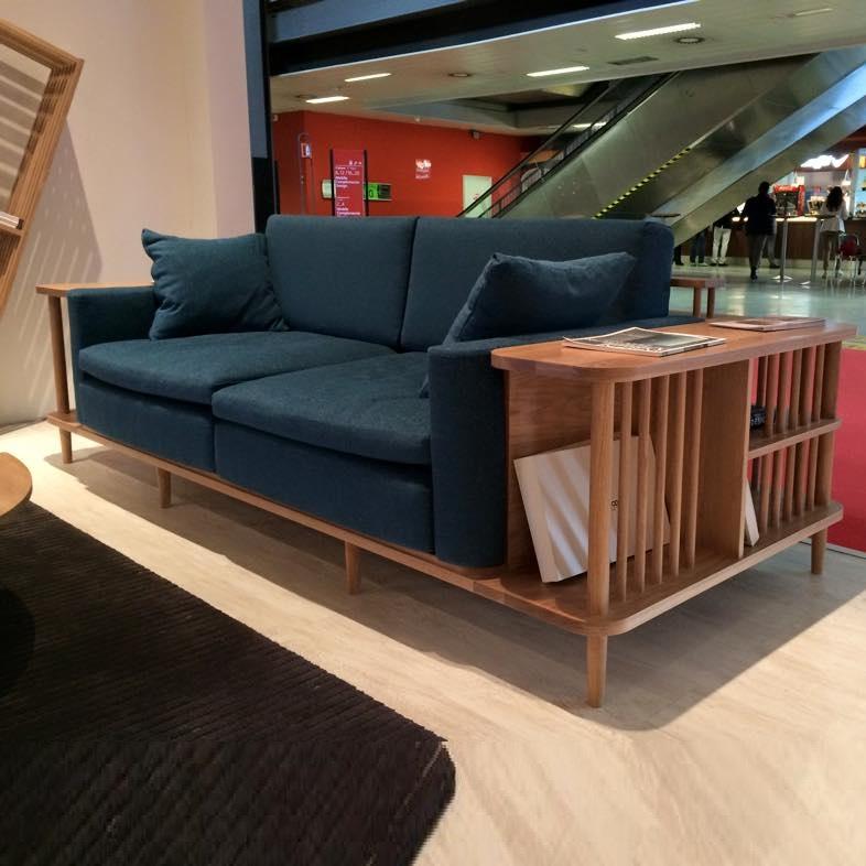 Multi-Functional Sofa with Walnut Frame and Built-In Storage For Sale 2