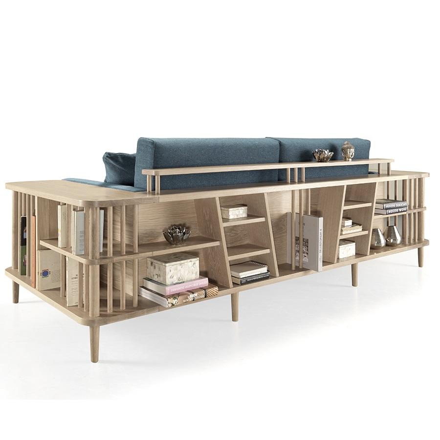Multi-Functional Sofa with Walnut Frame and Built-In Storage For Sale 9