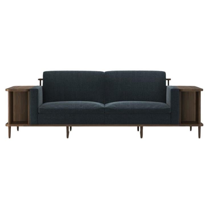 Multi-Functional Sofa with Walnut Frame and Built-In Storage In New Condition For Sale In NEW YORK, NY