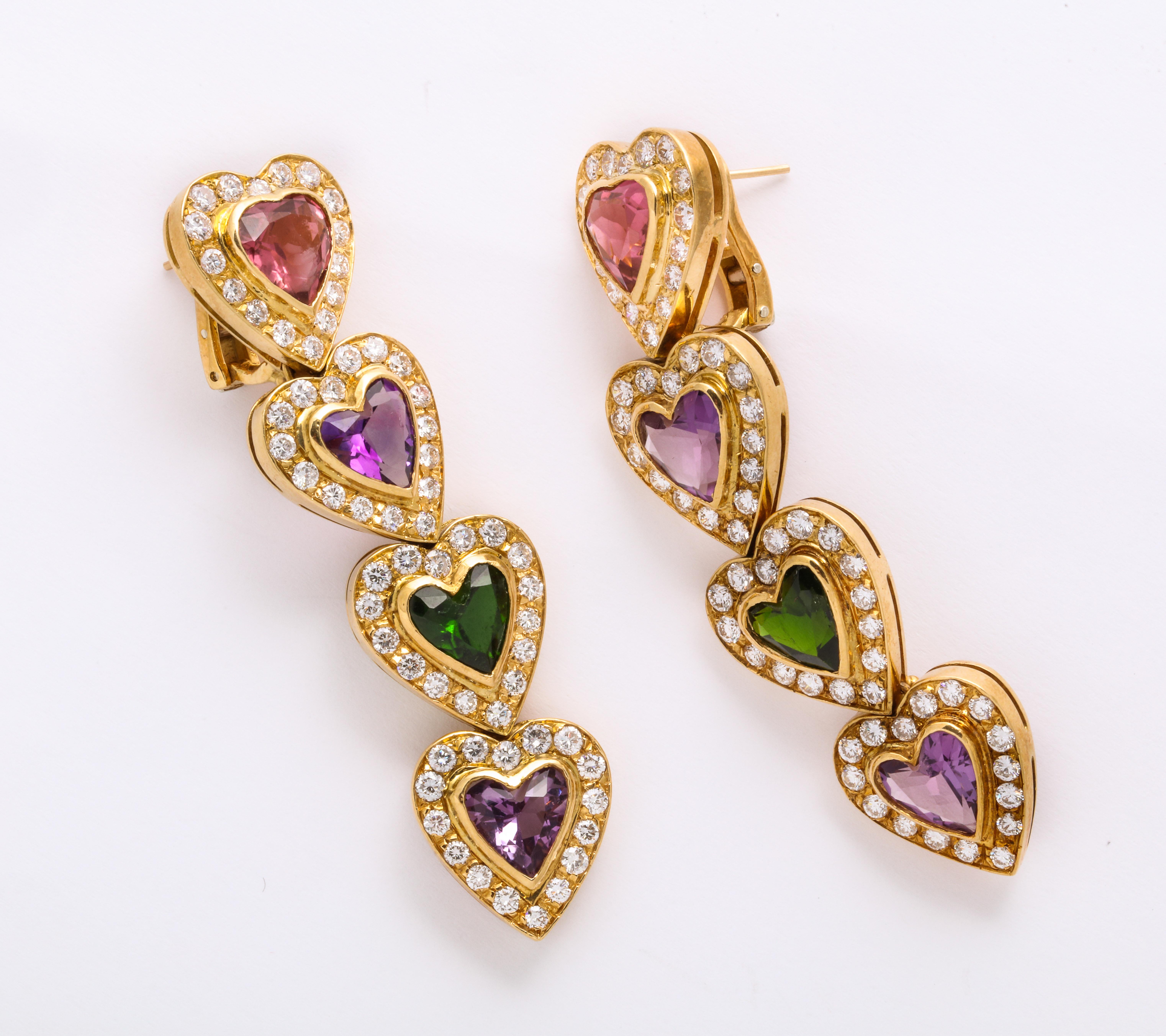 gemstone heart earrings