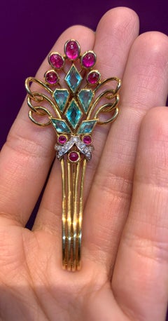 Multi Gem Art Deco Brooch