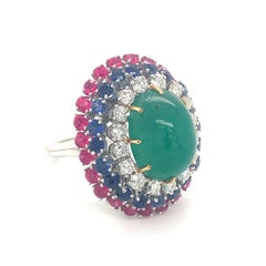 Multi-Gem Bombe Form Platinum Ring, circa 1960s