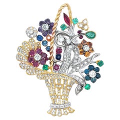 Multi Gem Bouquet Brooch
