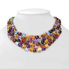 Multi-Gem Cabochon "Jubilee" Necklace 1, 000+ Carats 18K Gold and Platinum
