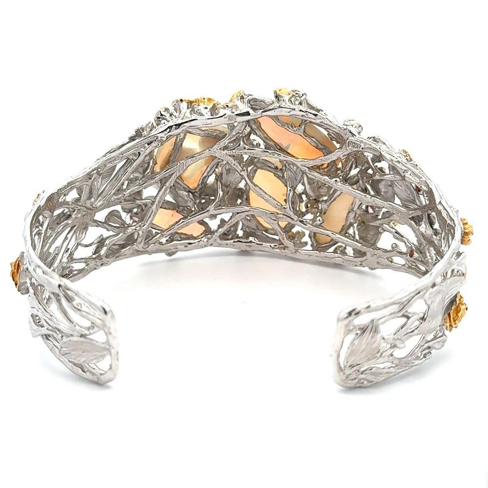 Donna Bracciale con dichiarazione in argento con cristalli multipli di opale e tormalina multicolore in vendita