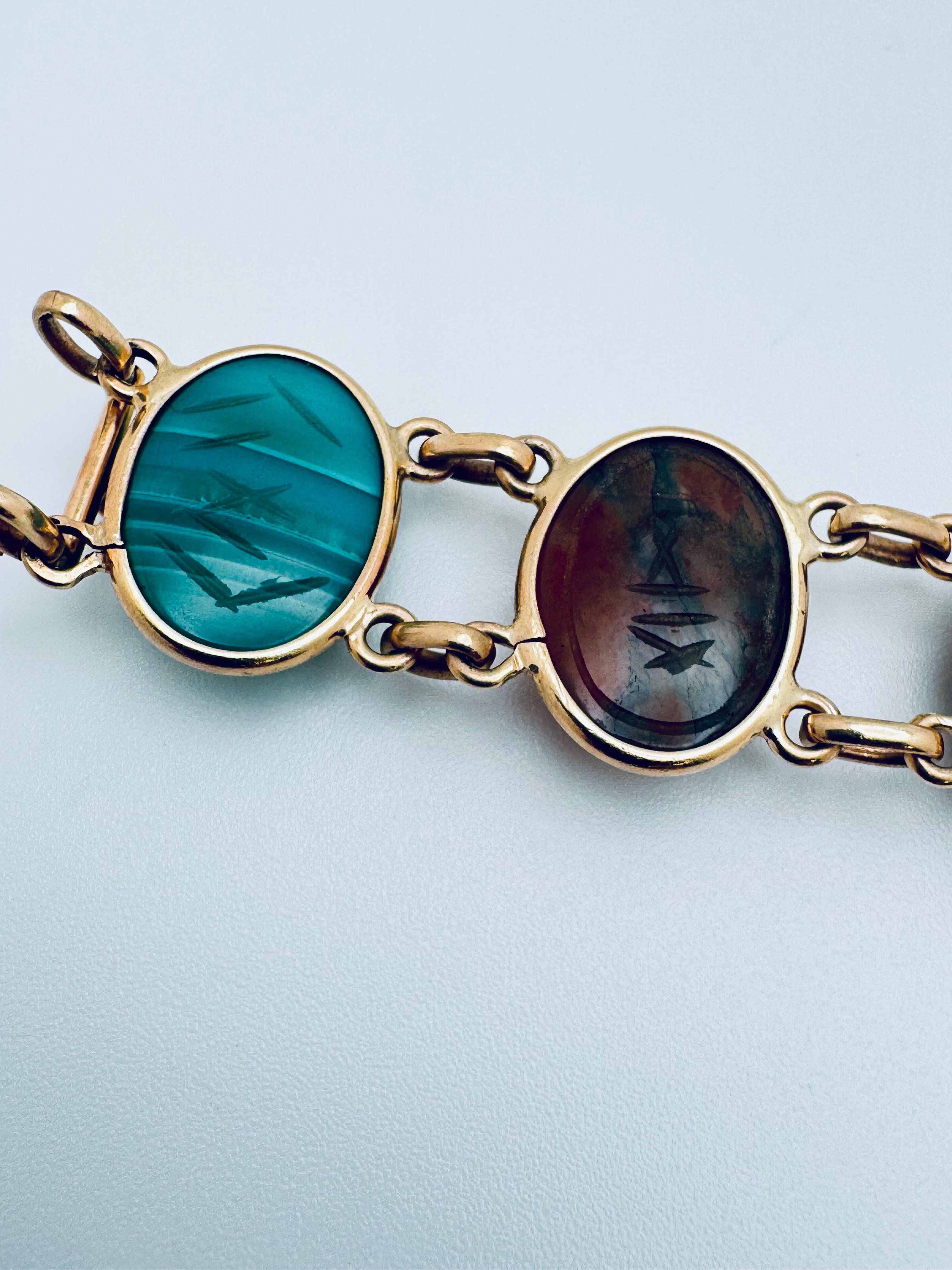 Pulsera Escarabajo Grabada Multi-Gemas en venta 5