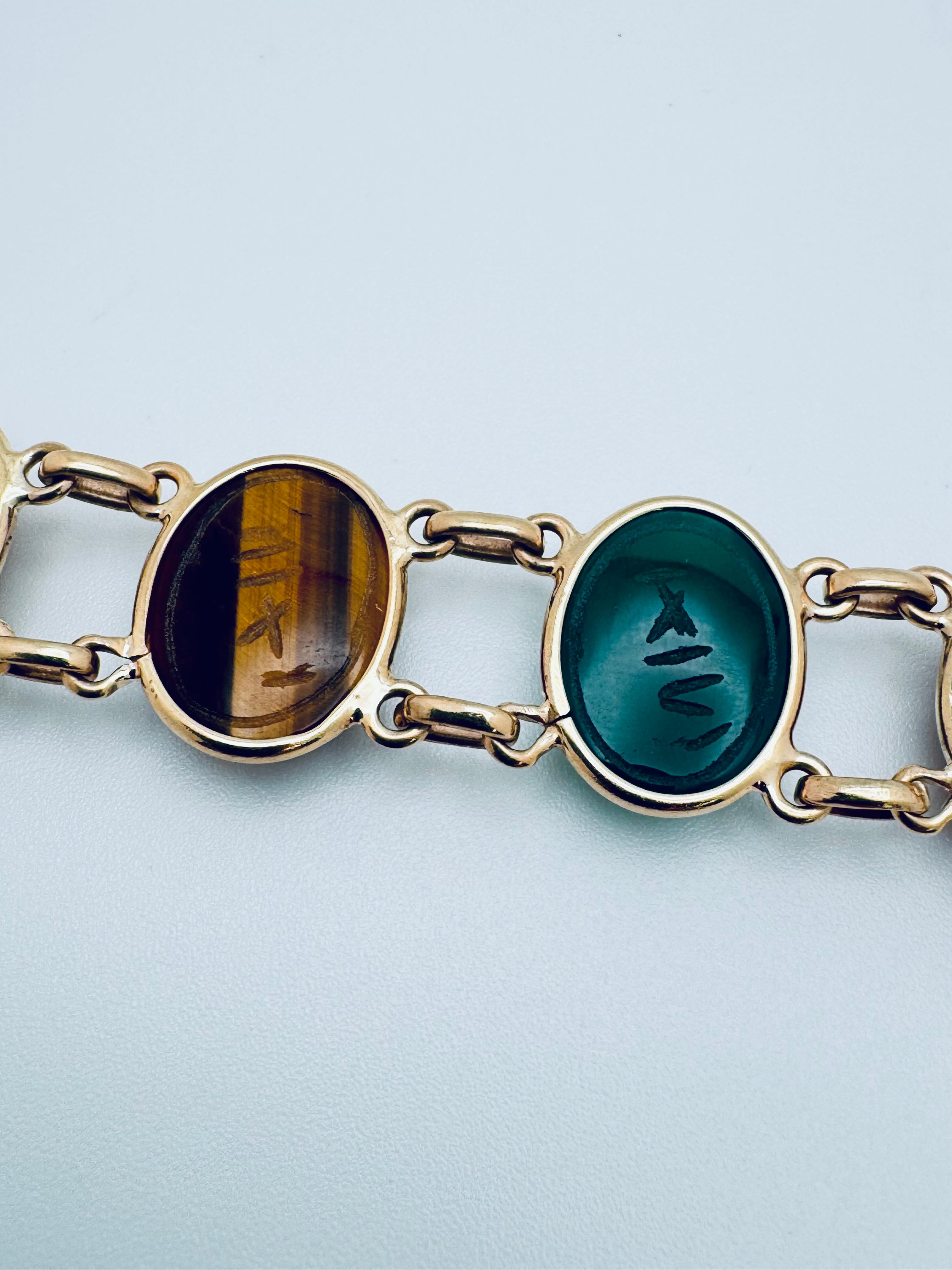 Pulsera Escarabajo Grabada Multi-Gemas en venta 6