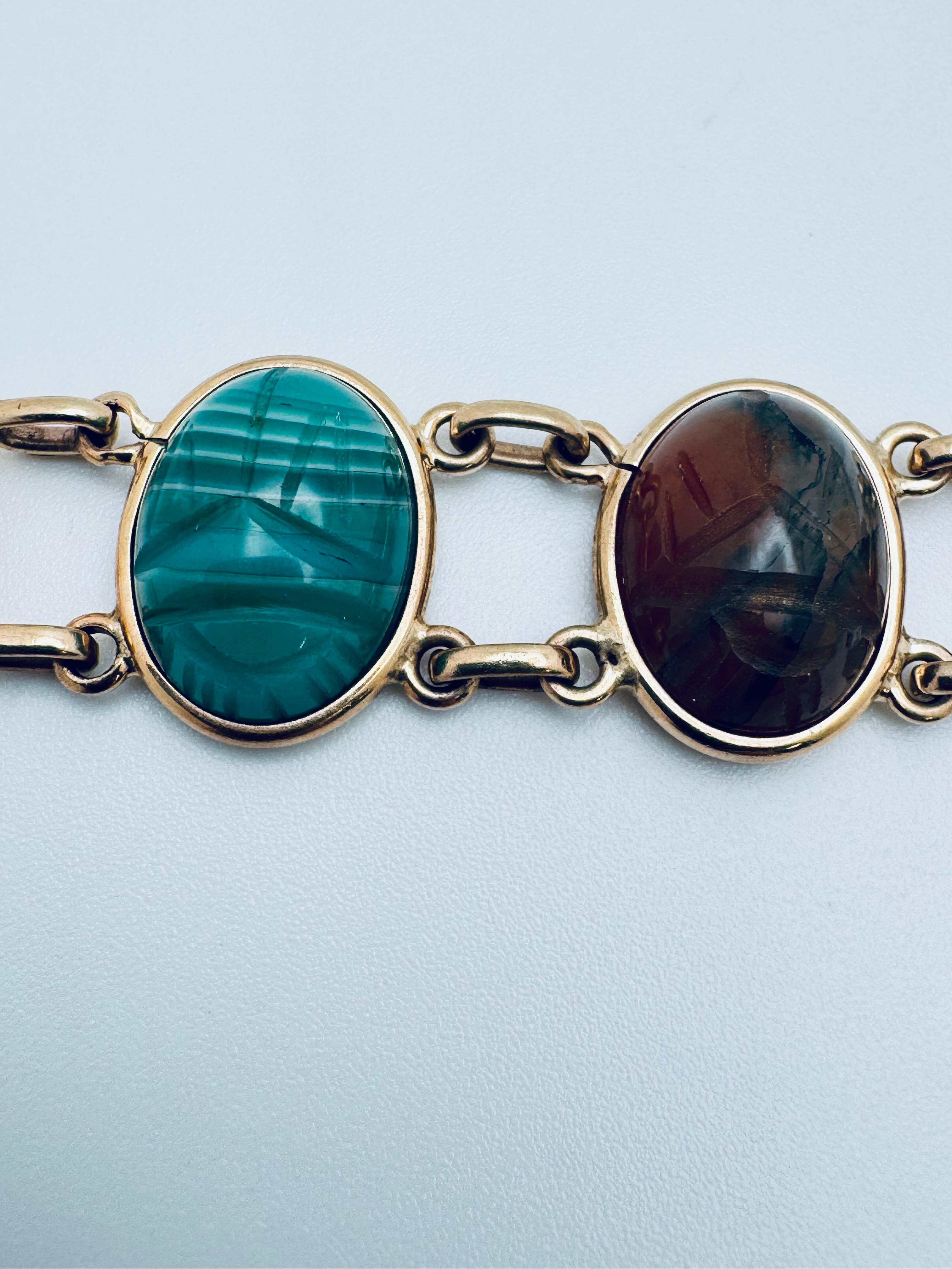 Femenino o masculino Pulsera Escarabajo Grabada Multi-Gemas en venta