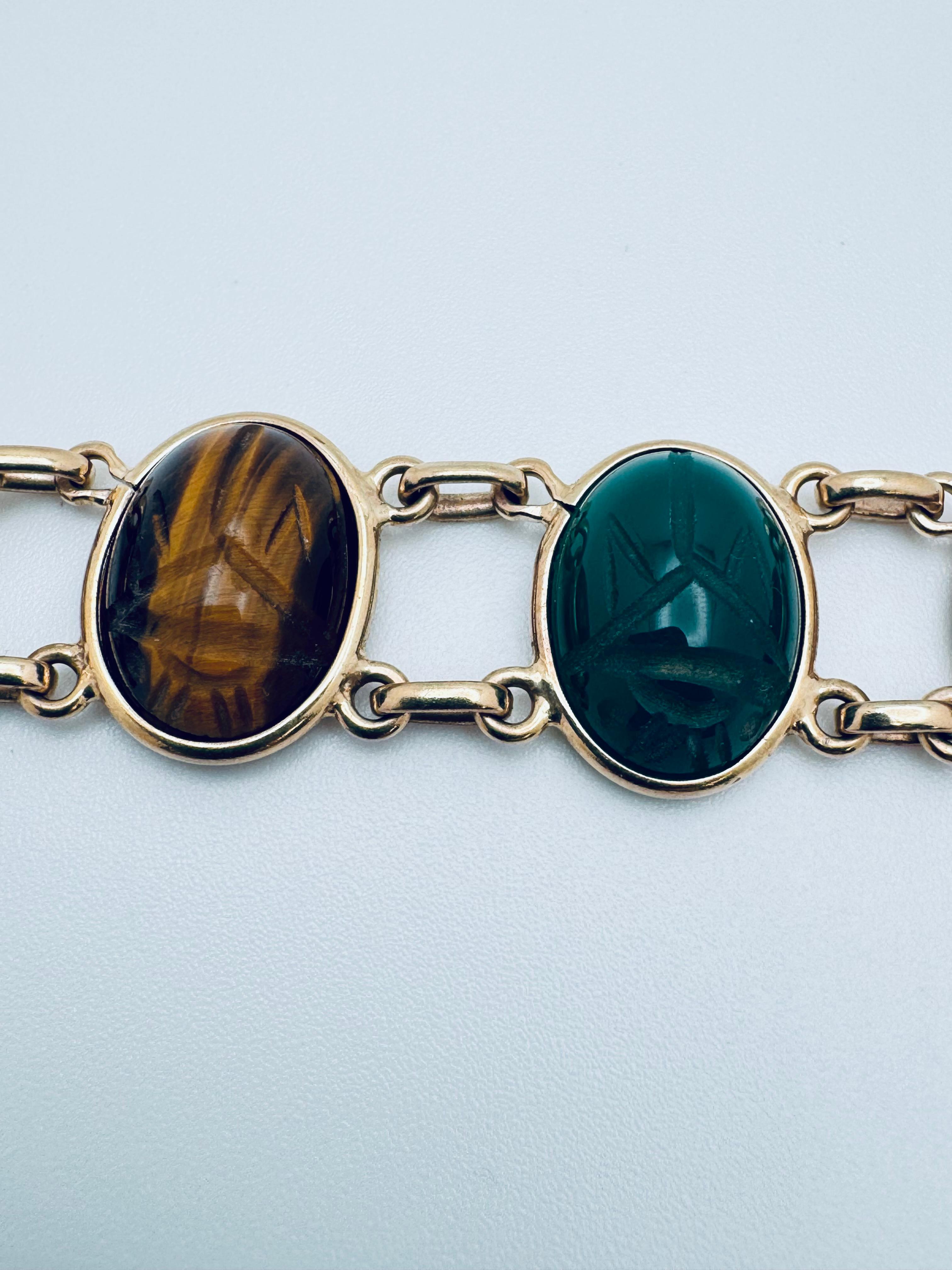 Pulsera Escarabajo Grabada Multi-Gemas en venta 1