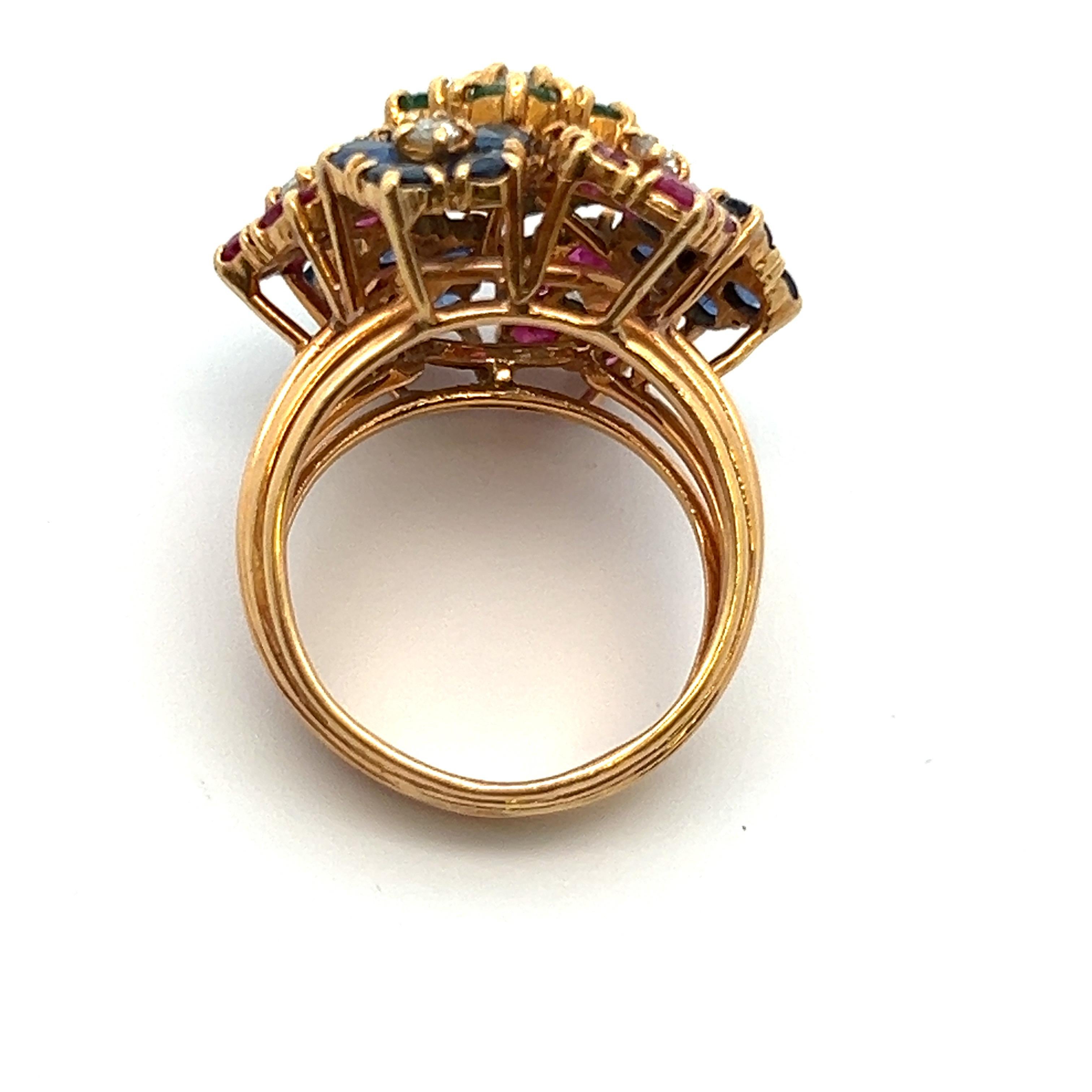 Multi Gem Floral Ring For Sale 5