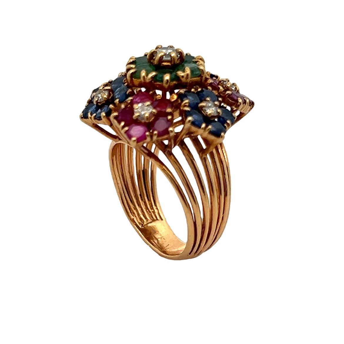 Multi Gem Floral Ring For Sale 1