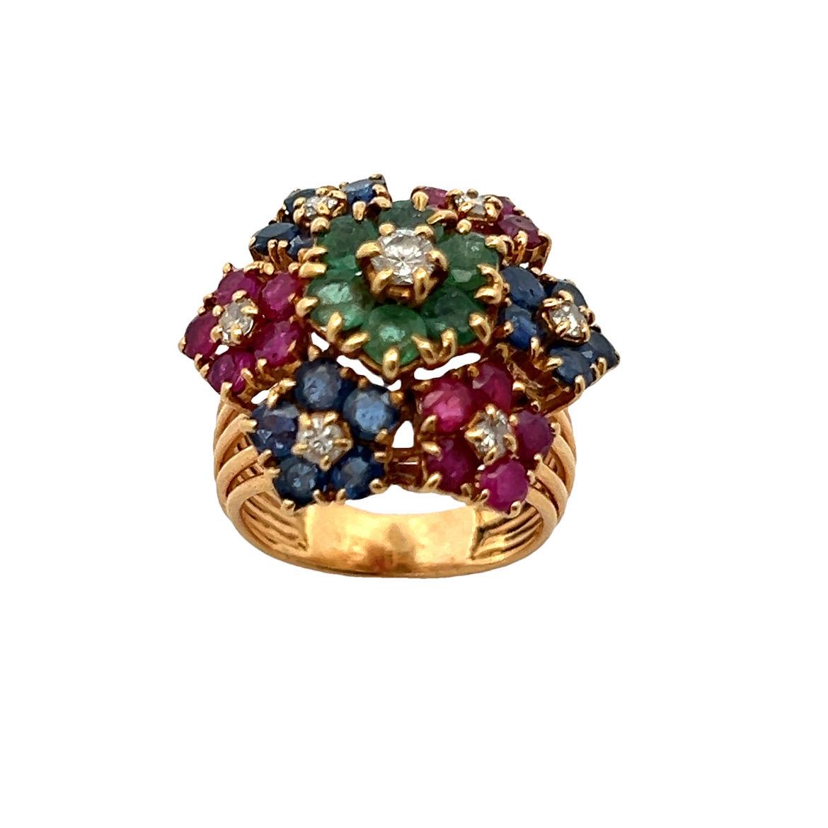 Multi Gem Floral Ring For Sale 2