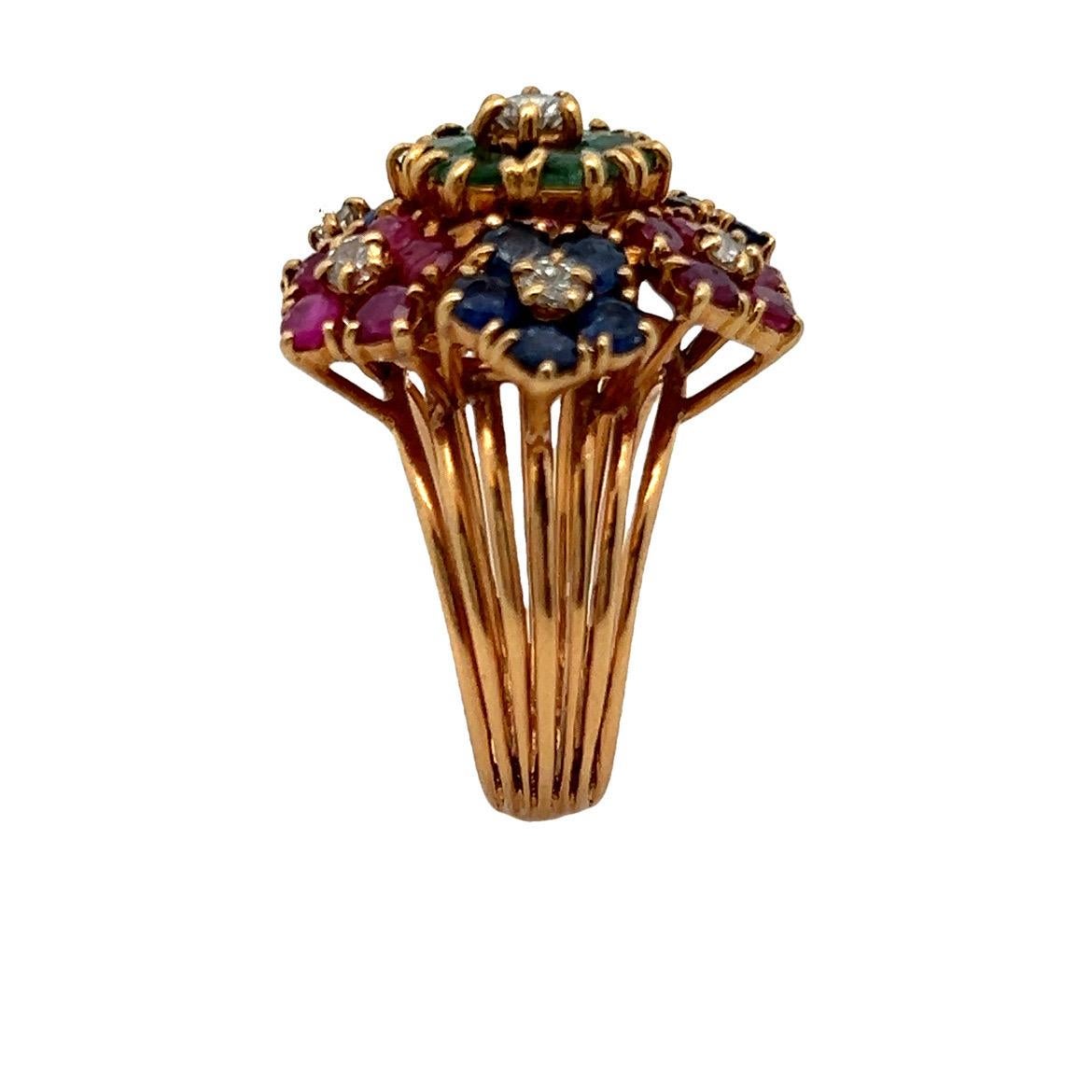 Multi Gem Floral Ring For Sale 3