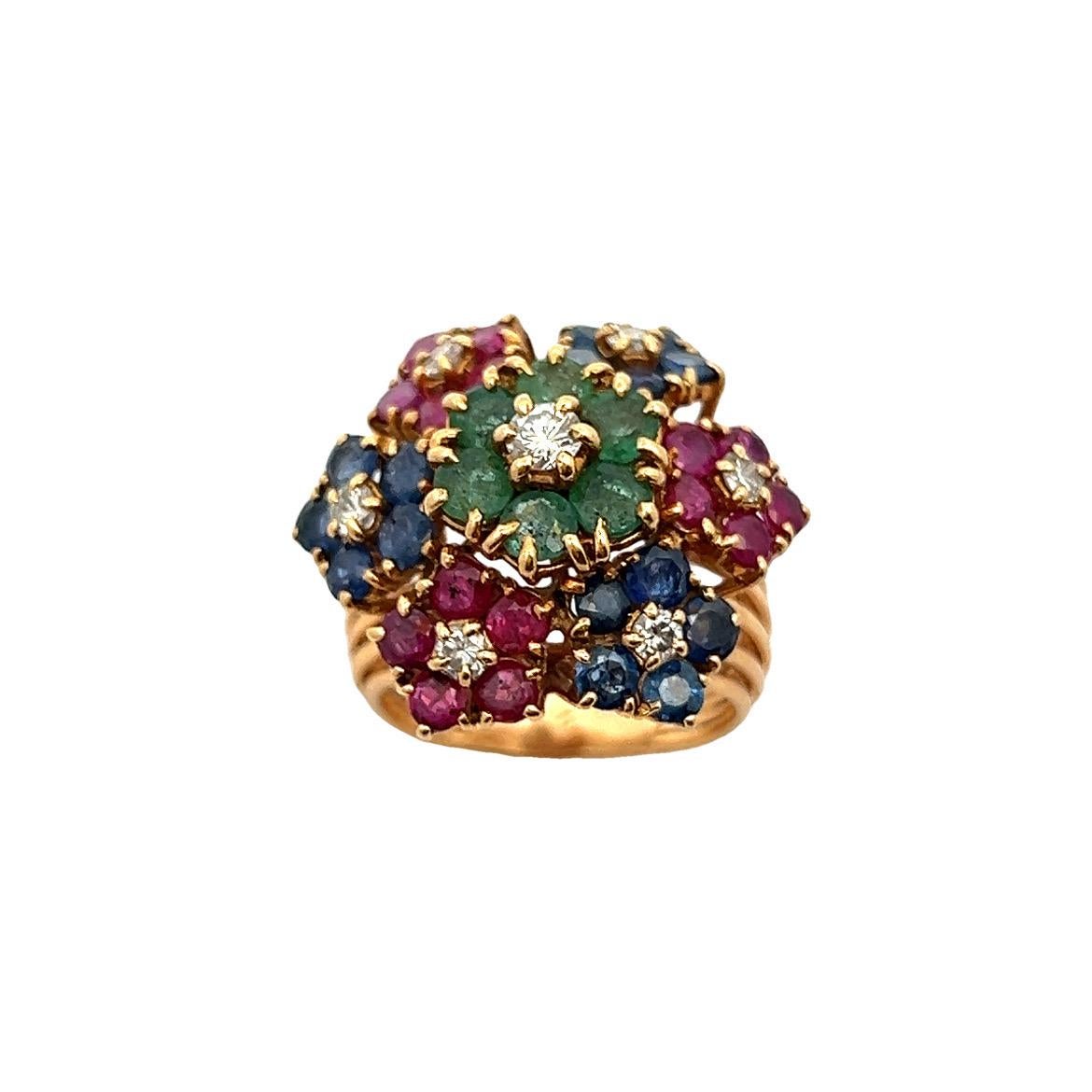 Multi Gem Floral Ring For Sale 4
